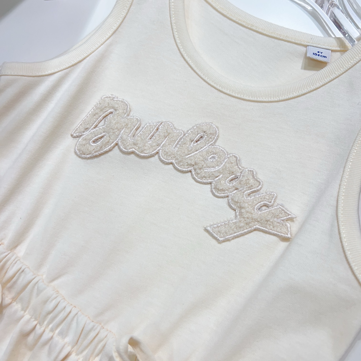 Burberry Kids Ivory Sleeveless Logo Dress With Drawstring Waist (Size 100-150) 6 i1747922578457 5219 0 4