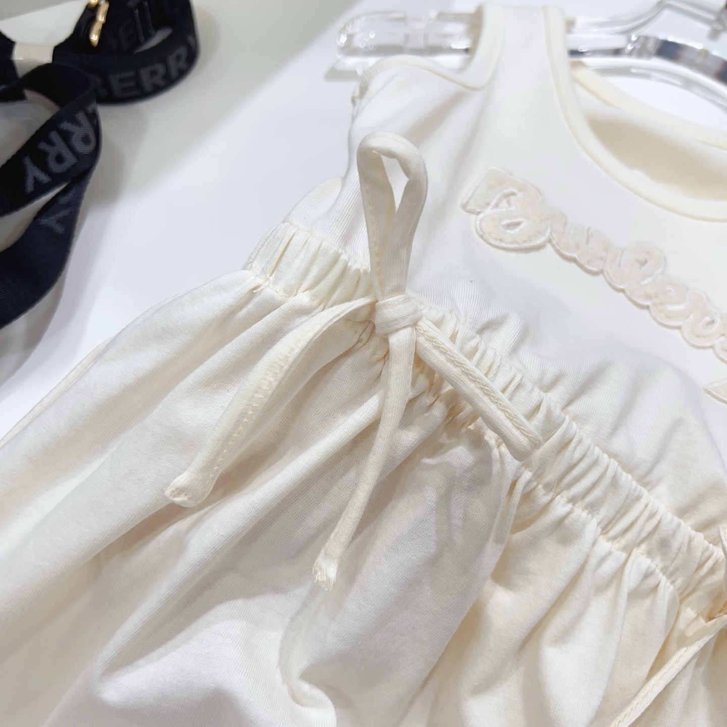Burberry Kids Ivory Sleeveless Logo Dress With Drawstring Waist (Size 100-150) 7 i1747922578664 8501 0 5