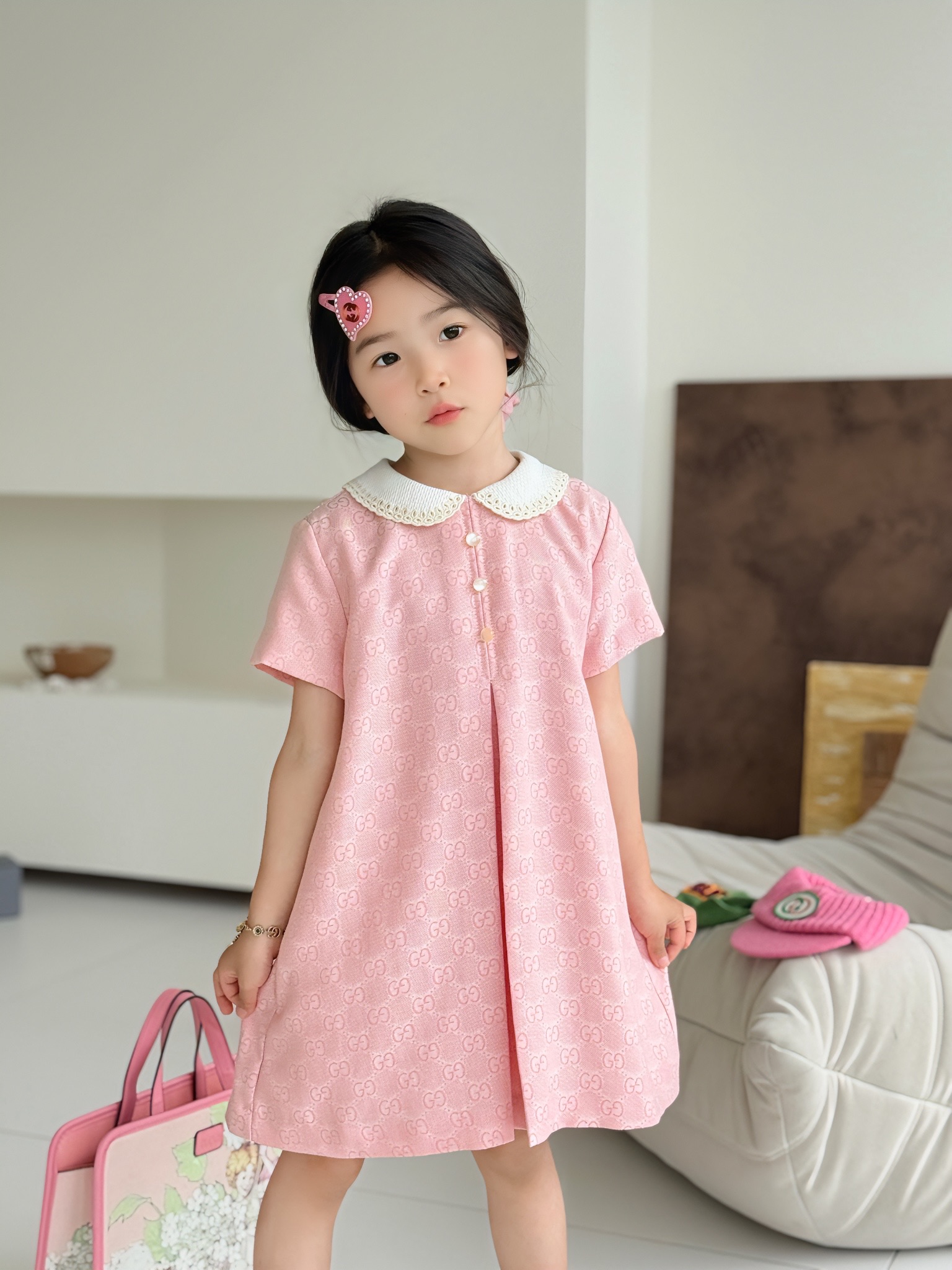 Gucci Kids Pink Cotton Dress with Peter Pan Collar - Size 100-150 10 i1749184434545 4691 0 3