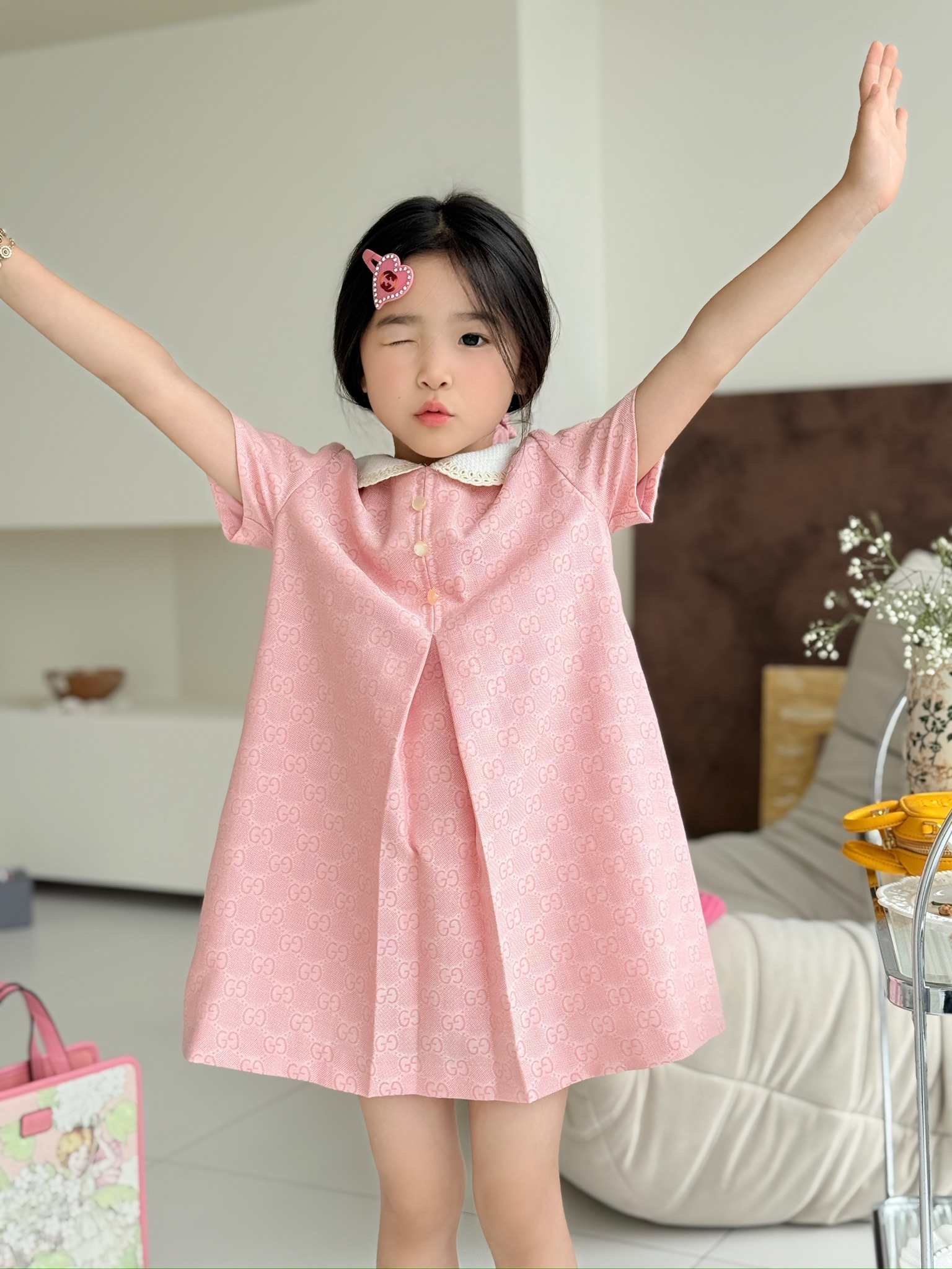 Gucci Kids Pink Cotton Dress with Peter Pan Collar - Size 100-150 8 i1749184489782 9056 0 6