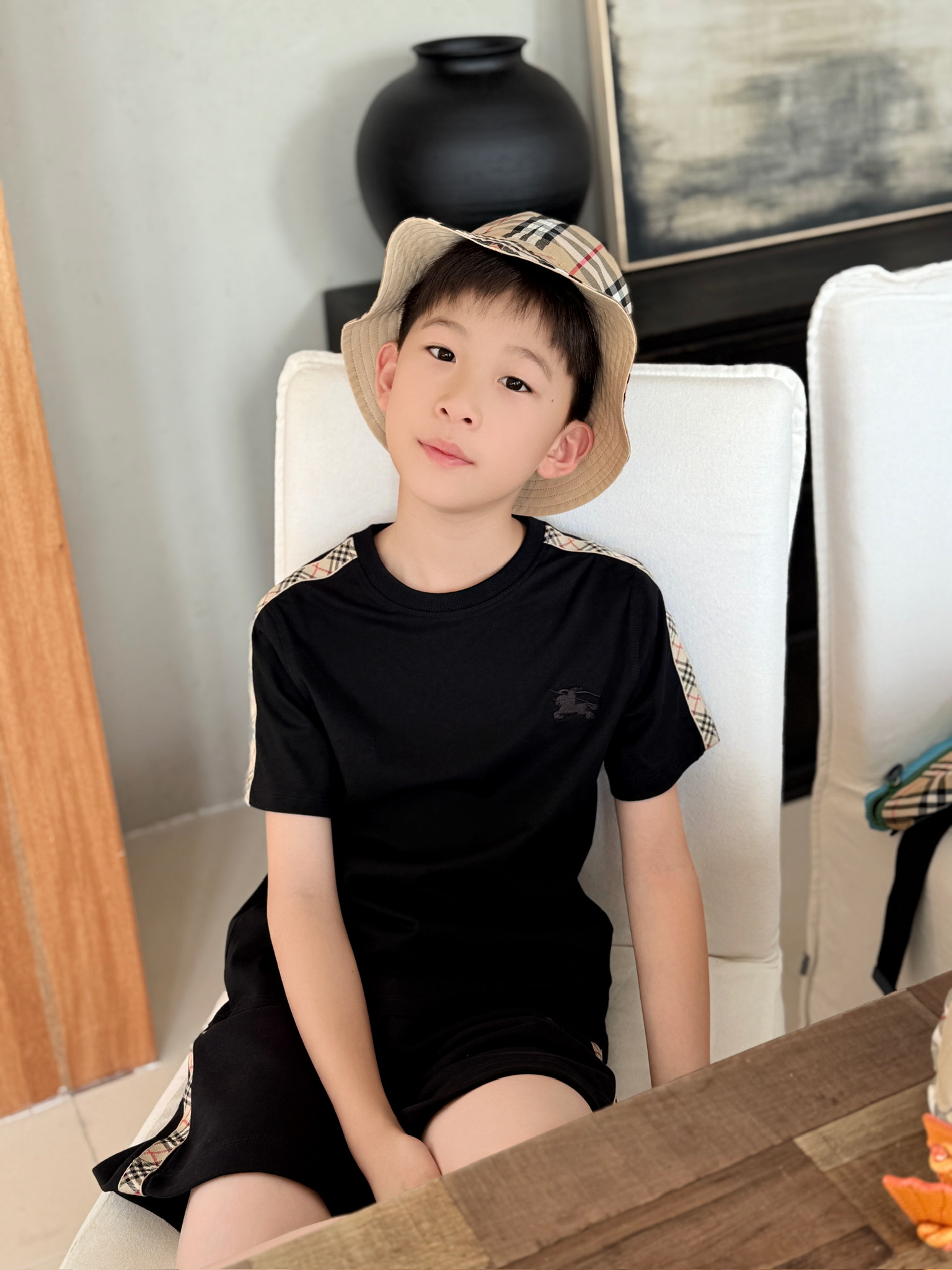Burberry Kids' Black T-Shirt & Shorts Set with Iconic Check Detail, Sizes 100-150 3 i1751555288312 4426 0 2
