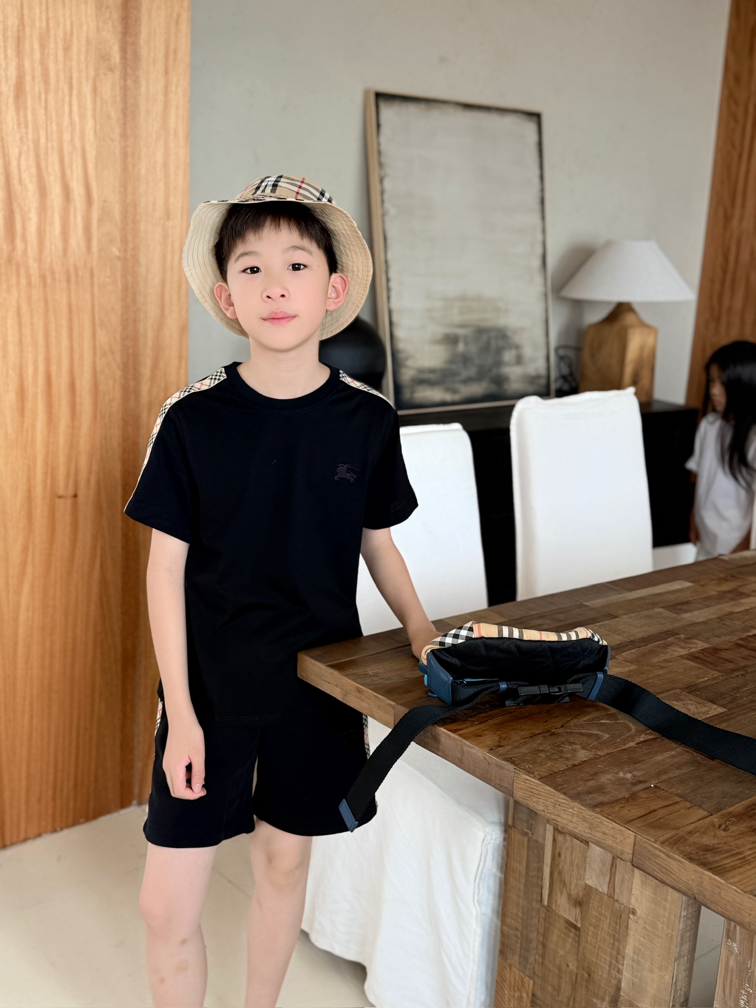 Burberry Kids' Black T-Shirt & Shorts Set with Iconic Check Detail, Sizes 100-150 2 i1751555288906 1879 0 1