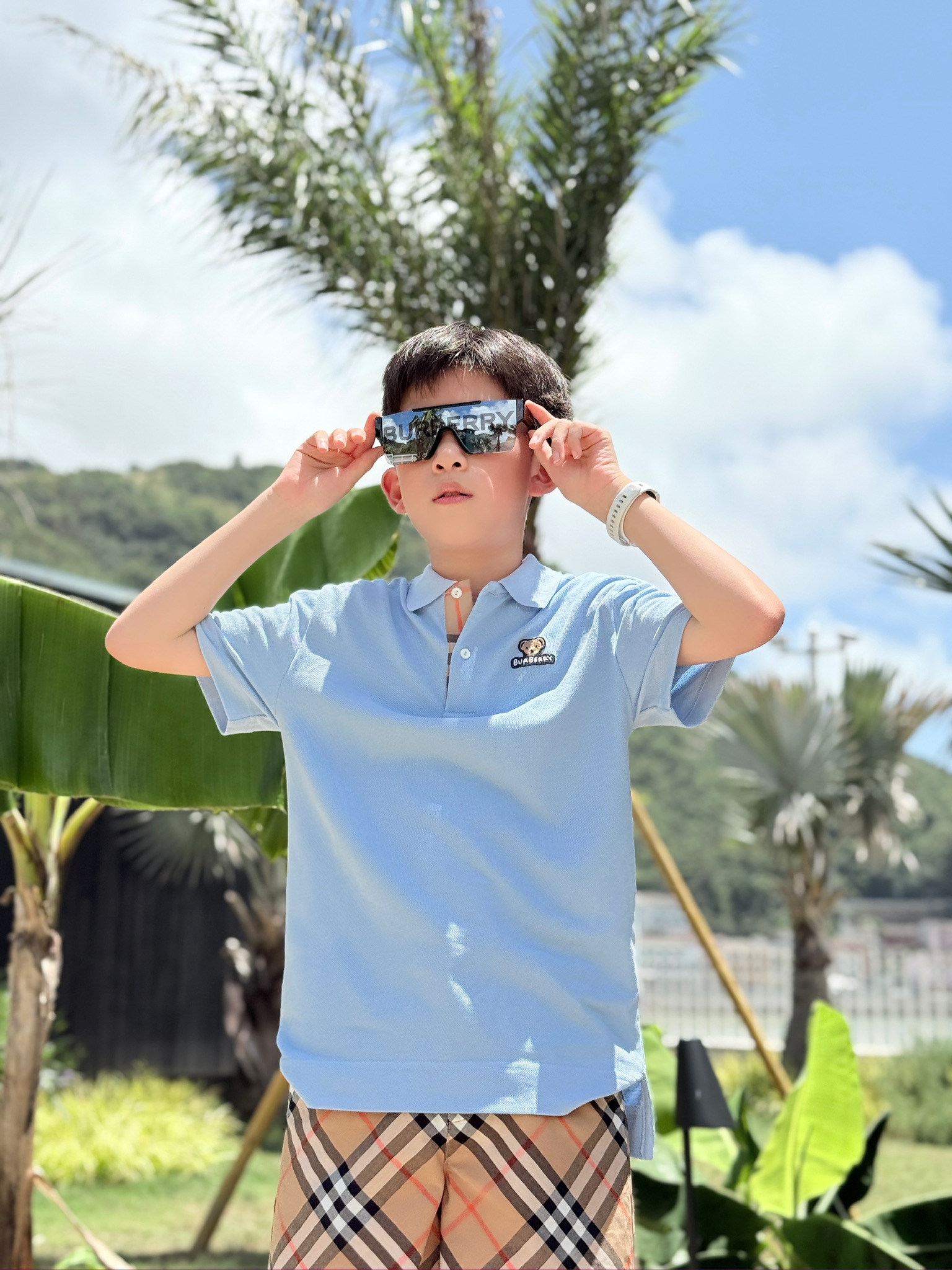 Burberry Kids Blue Polo Shirt & Check Shorts Set - Size 100-150 6 i1751555328326 1792 0 6
