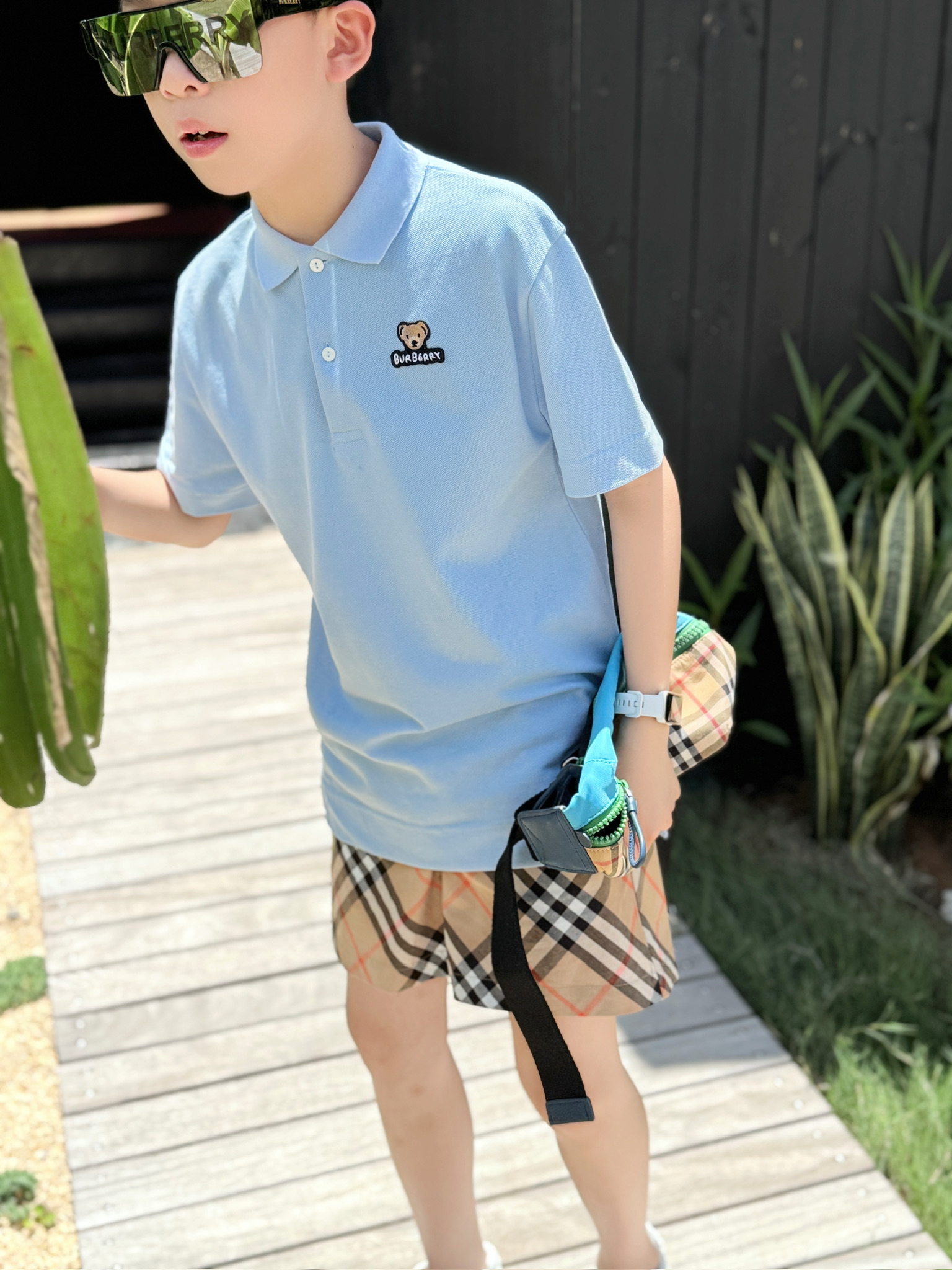 Burberry Kids Blue Polo Shirt & Check Shorts Set - Size 100-150 9 i1751555335628 7525 0 5