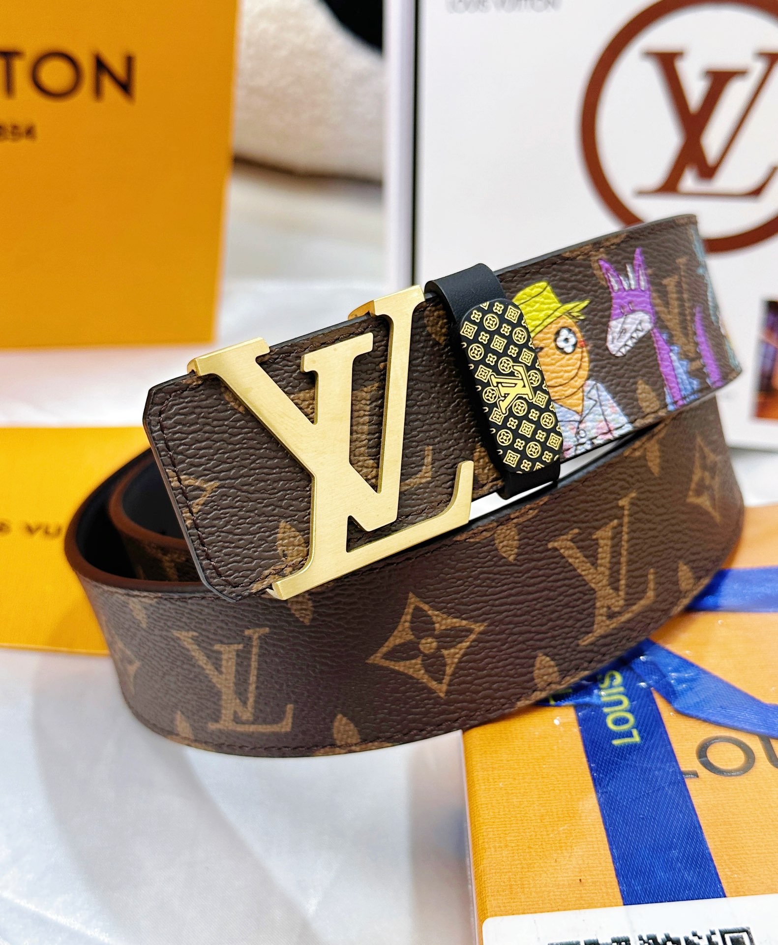 Louis Vuitton Gürtel Online aus China Doodle Stahlschnalle Rindsleder Echtleder