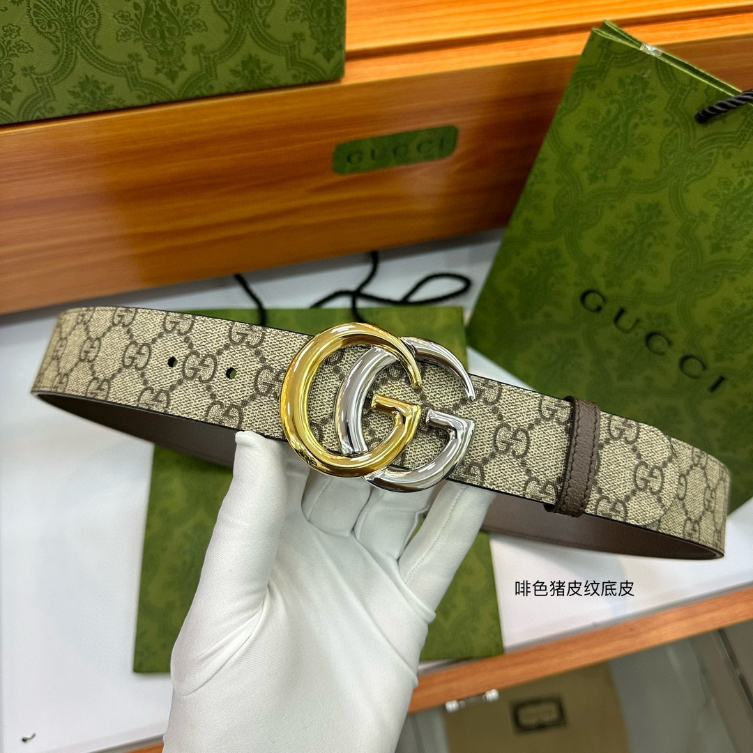 顶级原单复刻配送专柜全套礼盒包装GUCCI.古奇尺寸4.0cm带身釆用防水面料彩印啡色大G标志与啡色野猪