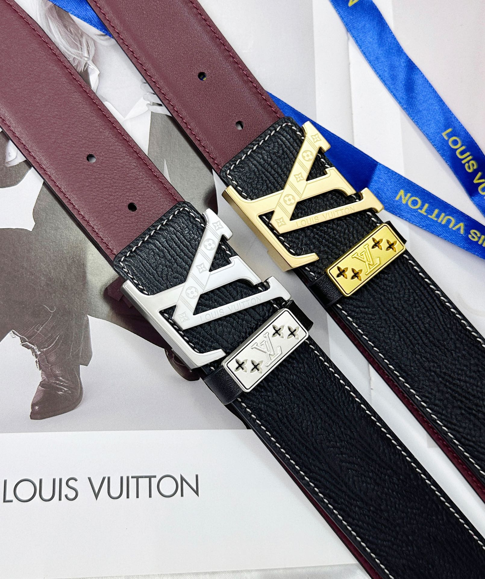 Louis Vuitton Cinturón Trabajo abierto Hebillas de acero Piel vaca Cuero Dermis