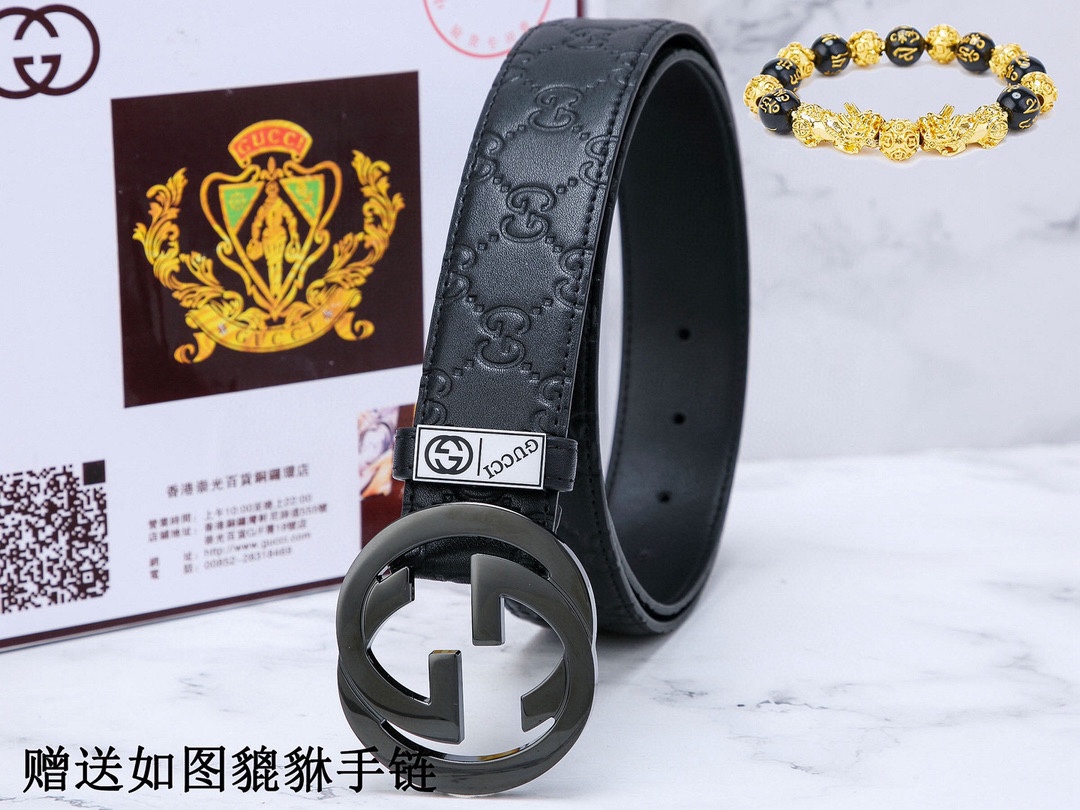 🎁皮带：古奇.Gu...cci✈️原单P130
🎁腰带：🐂百分百头层牛皮，保证真皮。24k纯钢扣🌈双面可用✨专柜同等质量，  送人自用首选✈️
🎁包装： 请认准如图专柜包装，赠送打孔器，银联发票，宽度3.8cm