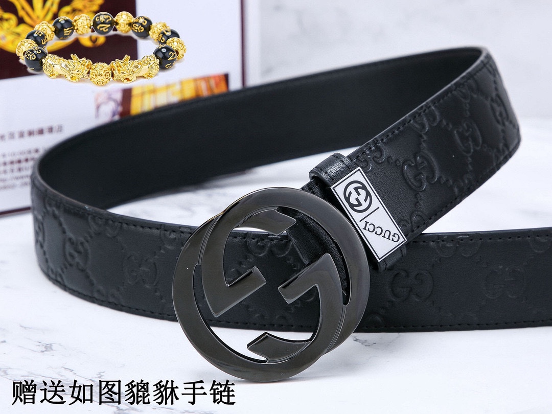 🎁皮带：古奇.Gu...cci✈️原单P130
🎁腰带：🐂百分百头层牛皮，保证真皮。24k纯钢扣🌈双面可用✨专柜同等质量，  送人自用首选✈️
🎁包装： 请认准如图专柜包装，赠送打孔器，银联发票，宽度3.8cm