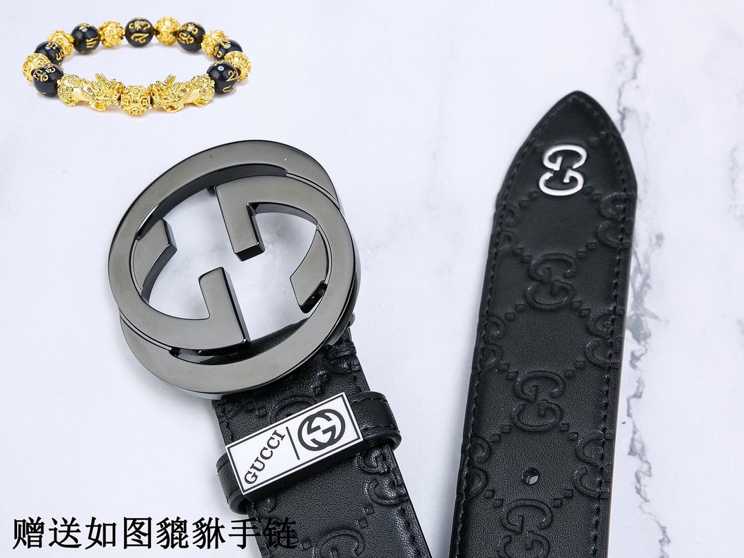 🎁皮带：古奇.Gu...cci✈️原单P130
🎁腰带：🐂百分百头层牛皮，保证真皮。24k纯钢扣🌈双面可用✨专柜同等质量，  送人自用首选✈️
🎁包装： 请认准如图专柜包装，赠送打孔器，银联发票，宽度3.8cm