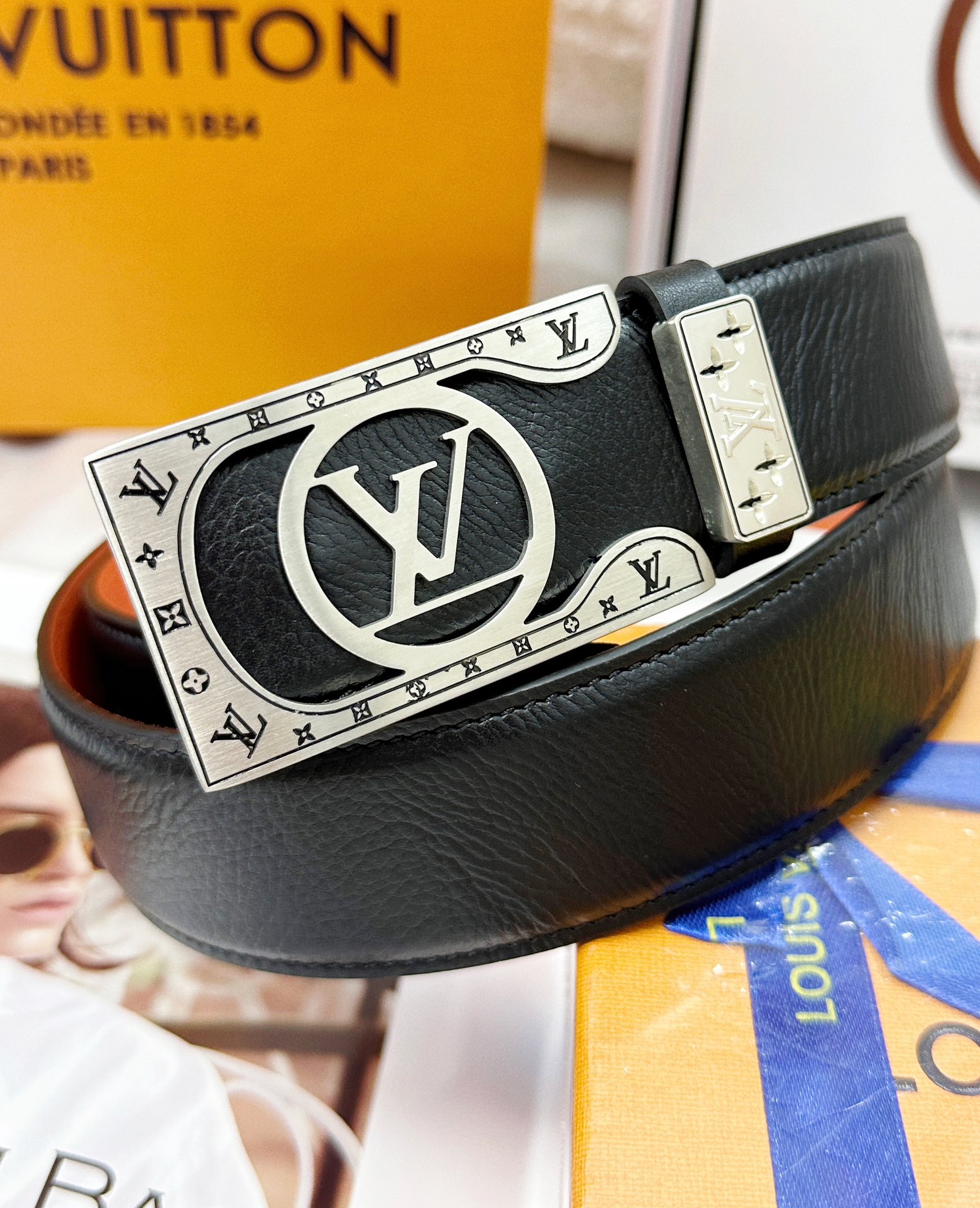 Louis Vuitton Inspired Leather Belt | Reversible Designer Belt for Men 3 i1724944475 6171 6