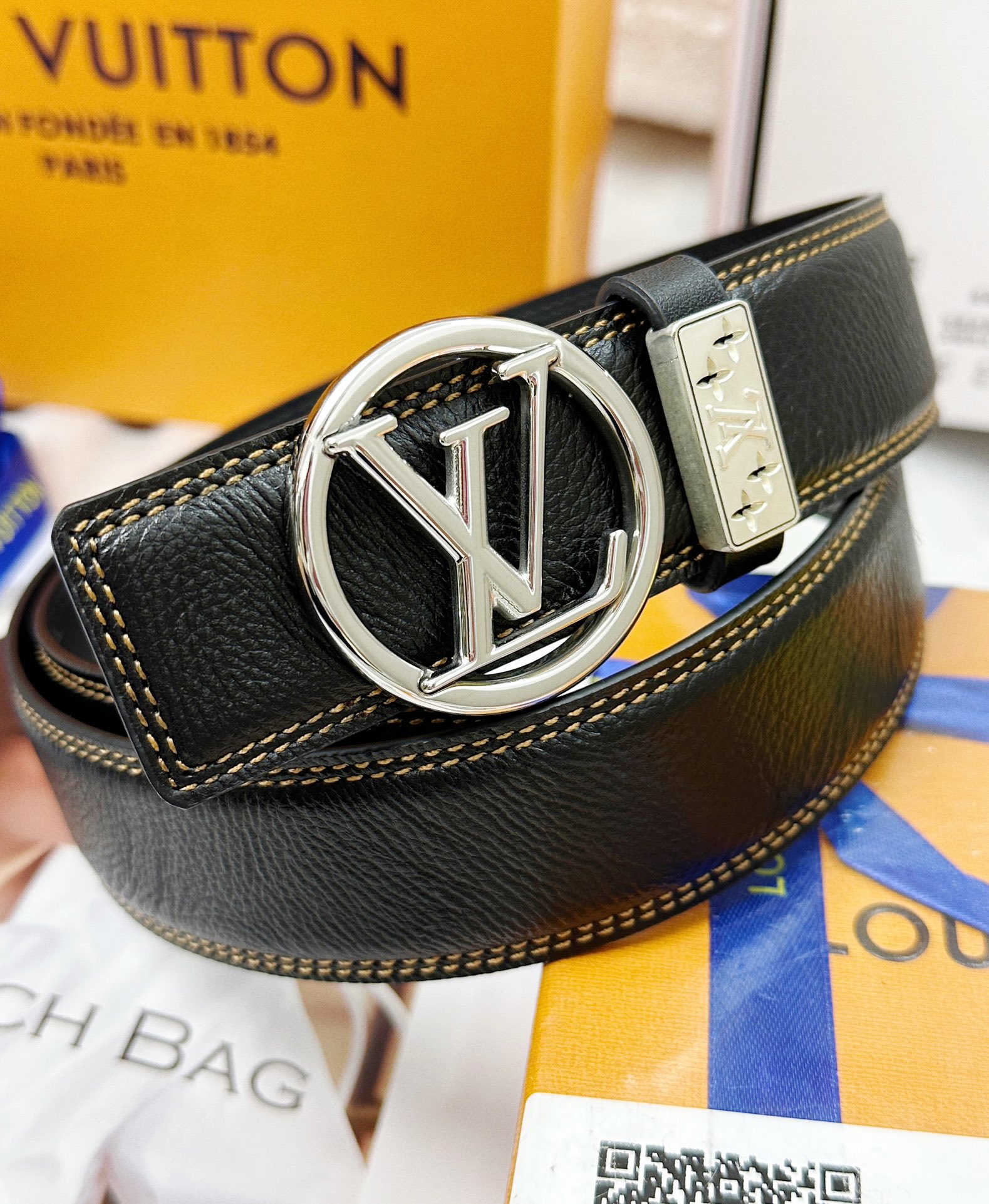 Louis Vuitton Belts Openwork Steel Buckle Calfskin Cowhide Genuine Leather