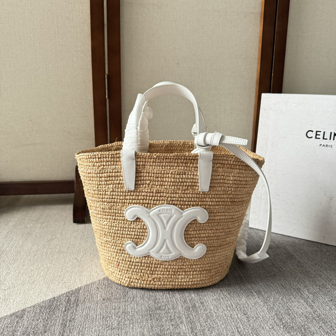 Celine Bags Handbags Gold Weave Cowhide Straw Woven Summer Collection Vintage