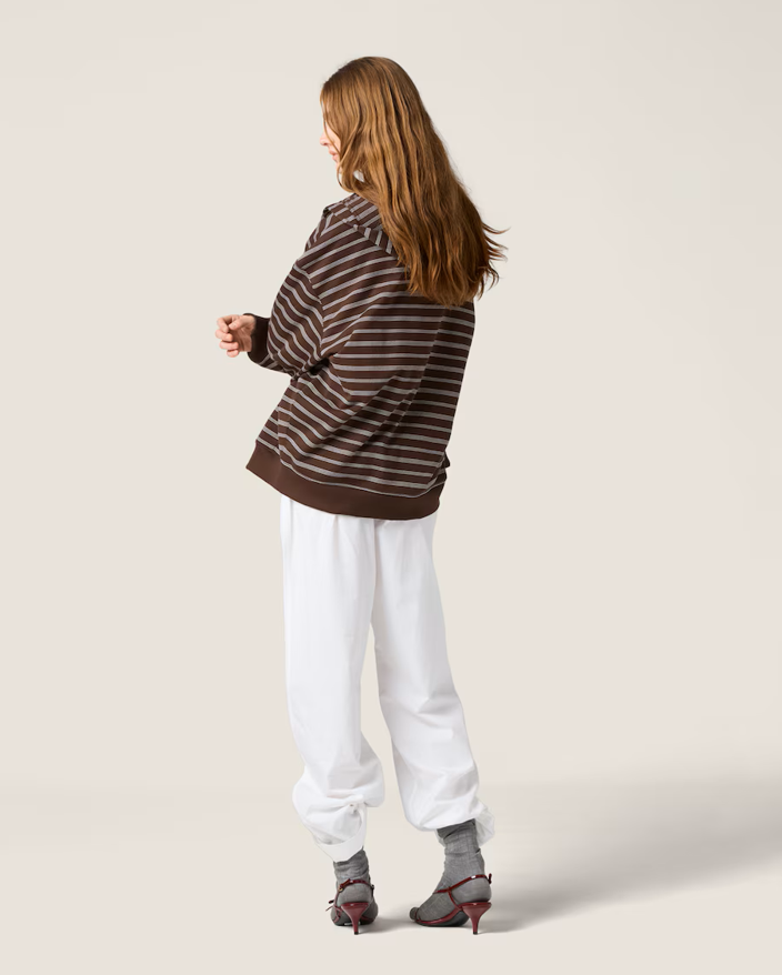 Miu Miu Striped Cotton-Blend Hoodie Brown/White, Unisex, Relaxed Fit 3 a1760406723102 4770