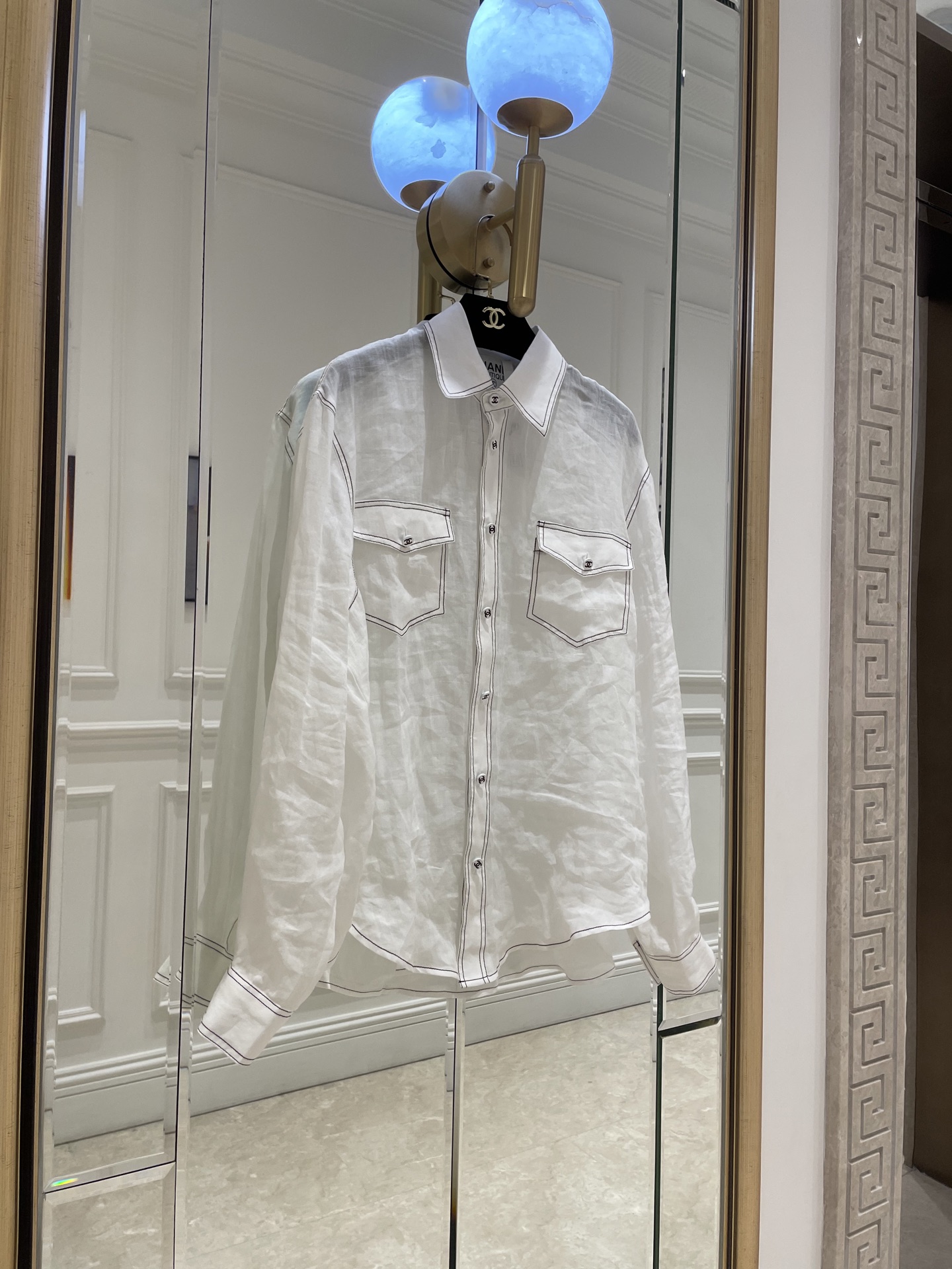 NO:873197,Cha* 26 years exclusive new Xiaoxiang second-hand vintage series Xiaoxiang linen open-stitch shirt SML, Chanel-clothing, chanel,19860909Cha* 26年独家新款小香中古vintage系 小香亚麻明线衬衣 SML,香奈儿-服装,chanel,,Women's clothing