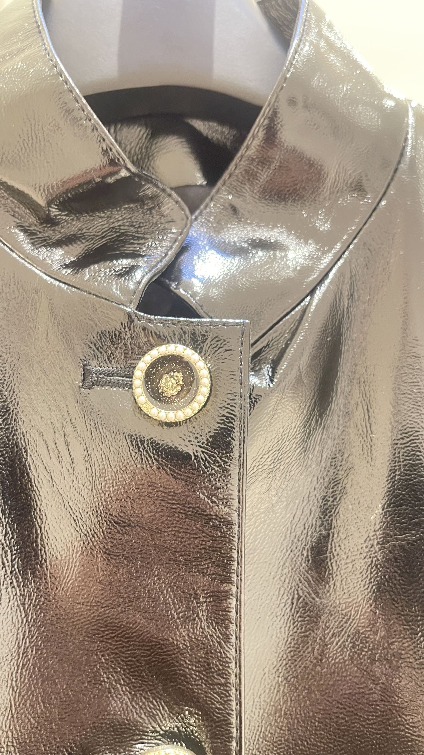 “Designer Handicrafts: Platinum Jacket with Stylish Logo Buttons and Lamb Skin Details” - 图片 2