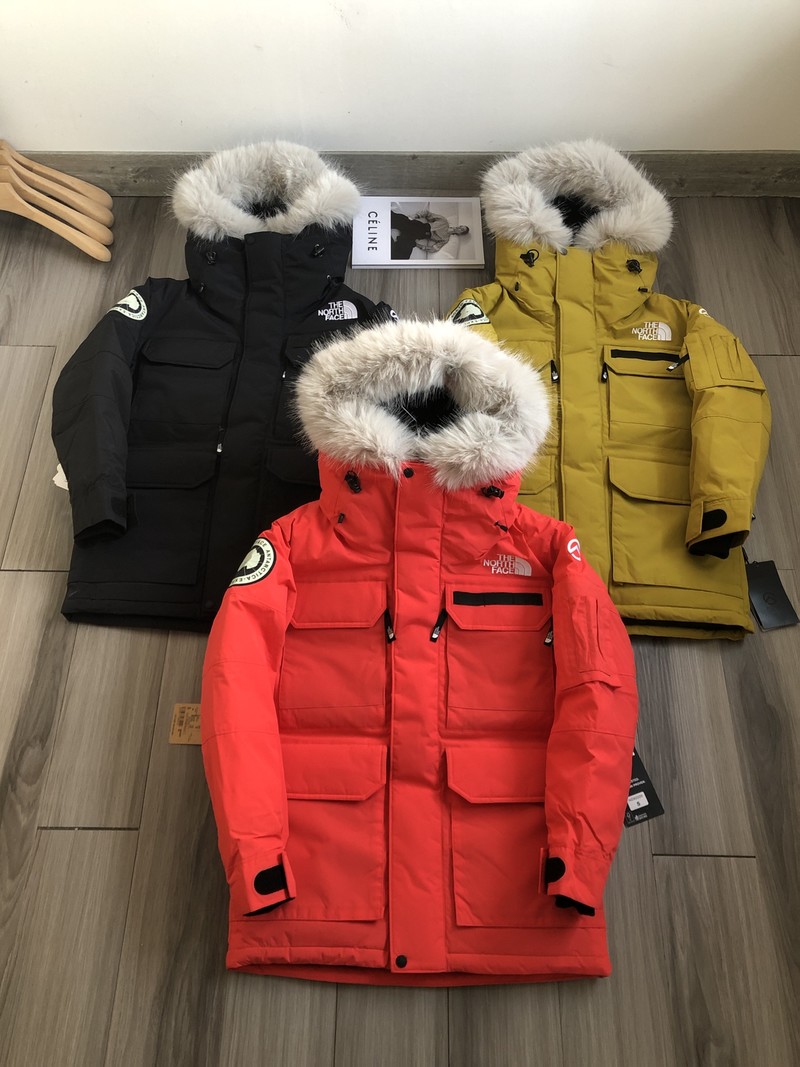 The North Face Clothing Down Jacket Black Red White Yellow Embroidery Unisex Women Duck Down Hooded Top