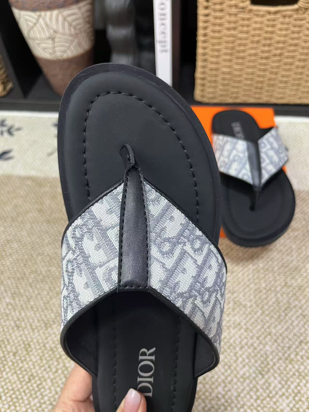 Dior Aqua CD Diamond Pattern Canvas Sandals - Elegant and Casual 9 i1752174264895 6173 0 7
