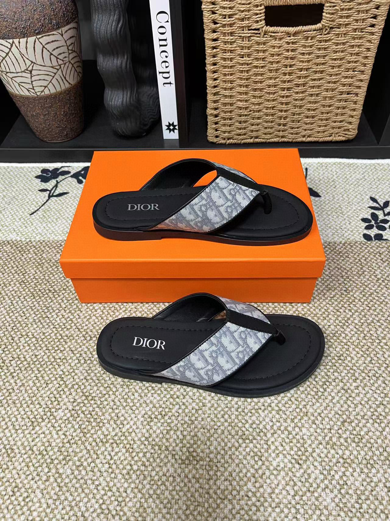 Dior Aqua CD Diamond Pattern Canvas Sandals - Elegant and Casual 5 i1752174265134 1784 0 3