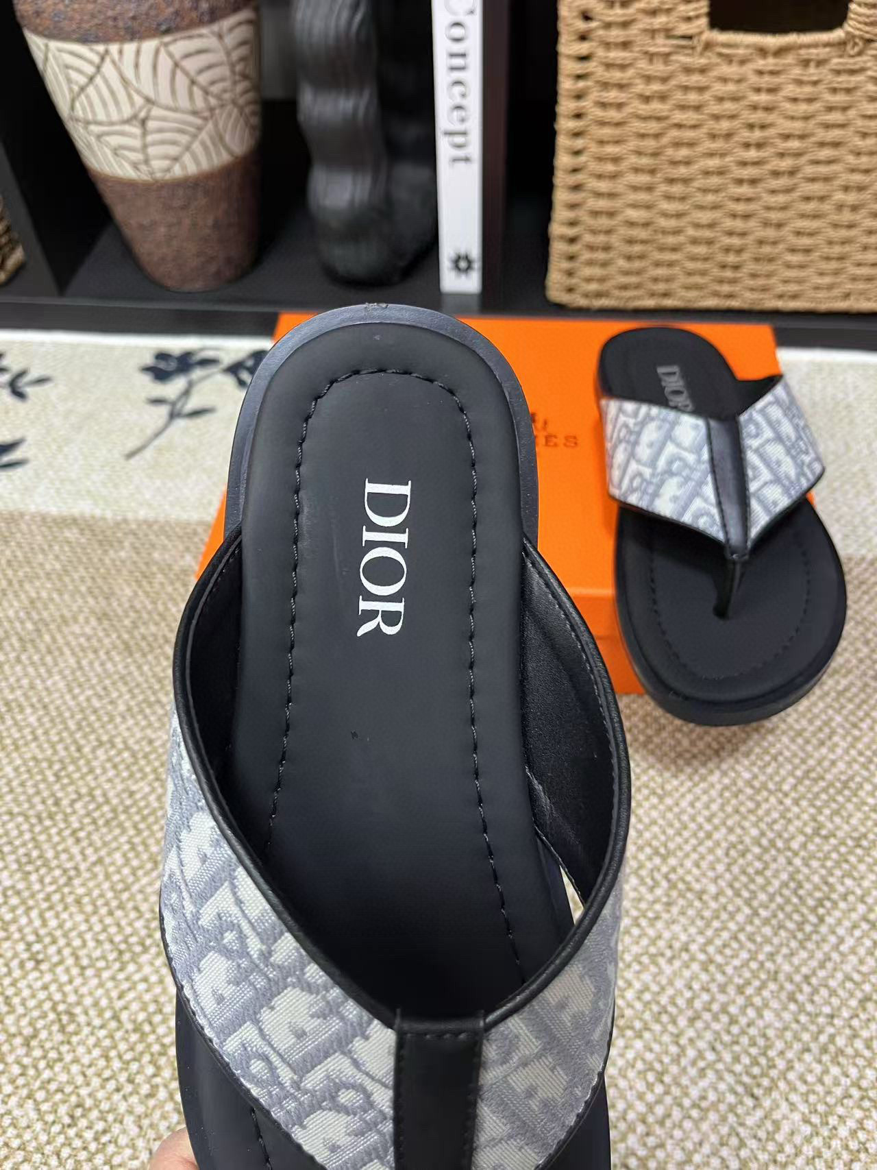 Dior Aqua CD Diamond Pattern Canvas Sandals - Elegant and Casual 8 i1752174266080 4440 0 6