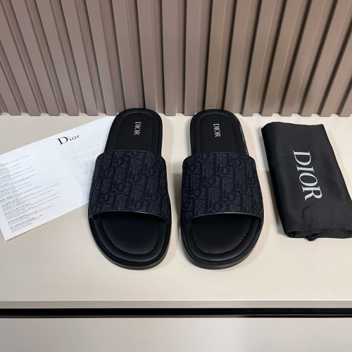 Dior Aqua CD Diamond Pattern Canvas Slides Sandals - Size 38-46