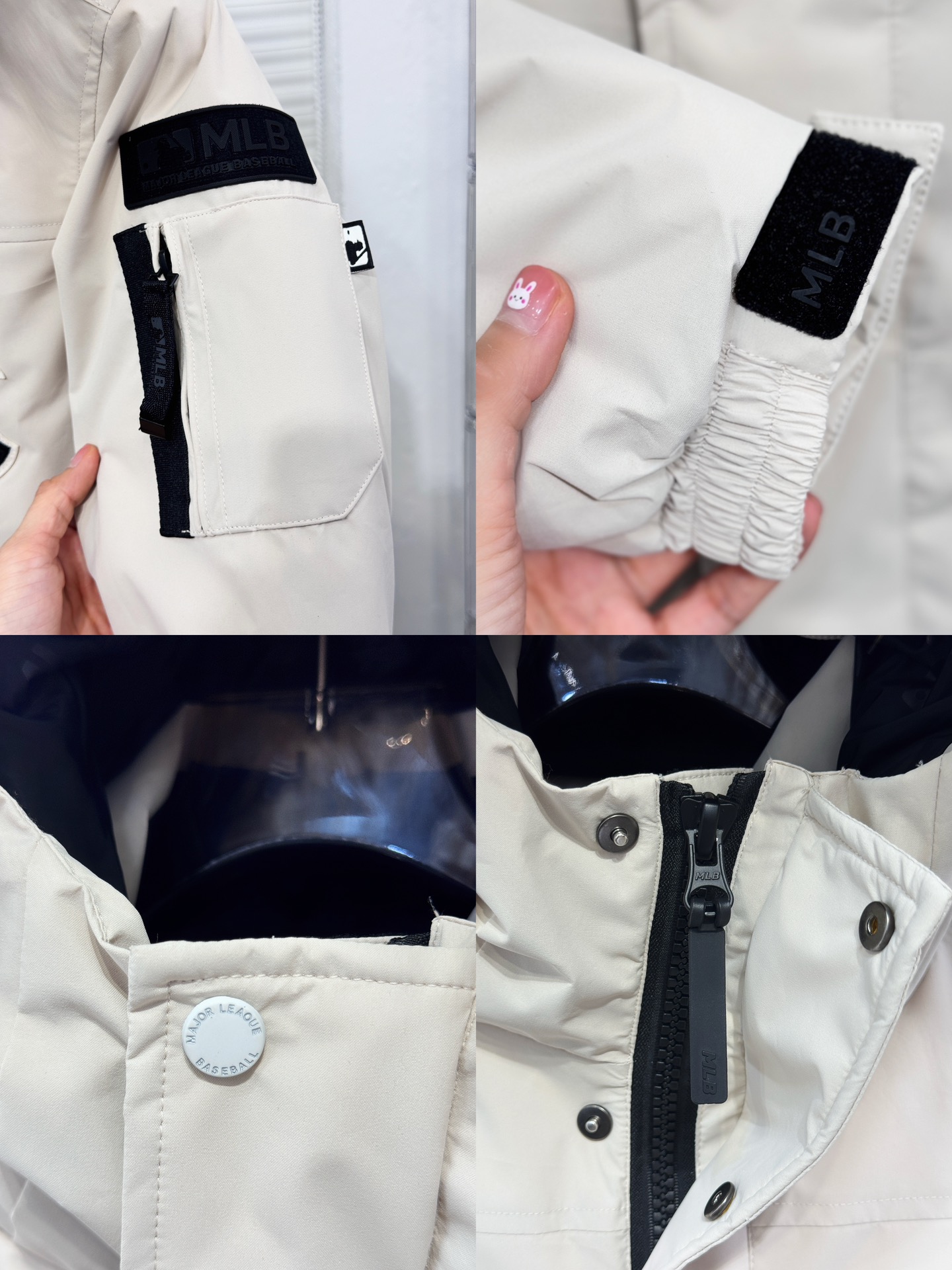 图片[7]-【儿童版出货实拍🎈 MLB洋基队24冬季新品大口袋工装毛领羽绒服® ▪️尺码：110－160 ▪️颜色：藏青 米白 军绿 黑色 粉色 填充物国标90白鸭绒，貉子毛真毛毛领，超级保暖。韩国一众明星拿来当团服的，必定是最好的!这款羽绒服运用了双层防绒内胆设计，防风性能超强，冬天穿会非常保暖!白鸭绒填充，蓬松度高，零下二十几度穿着也没问题~立领连帽设计走在户外把领子拉到最高，双手插进口袋非常暖和了~ 多功能机能风，多口袋工装系列经典款。防风袖口设计，领口带防绒拼接绒布，上身保护脖子不冰凉，穿上去超级暖和！国标90白鸭绒含绒量，平均280克 左右充绒量，蓬松度手感极佳，非常厚实。拉链原版定制拉logo链头，胸前经典刺绣小logo。商标吊牌➕水洗辅料 均按ZP一模一样。-选品中心