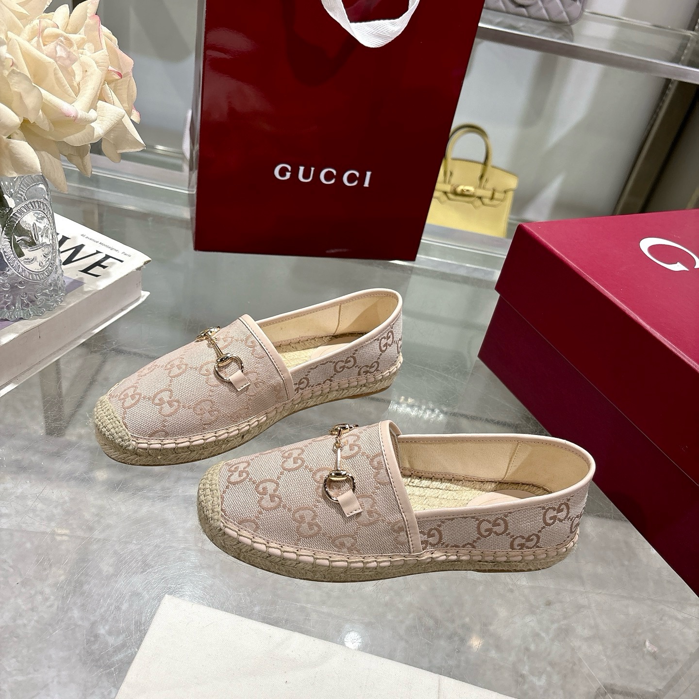 Gucci Beige & Brown Canvas Women's Horsebit Espadrille Loafer, Size 35-41 4 i1742133538234 1803 0 1