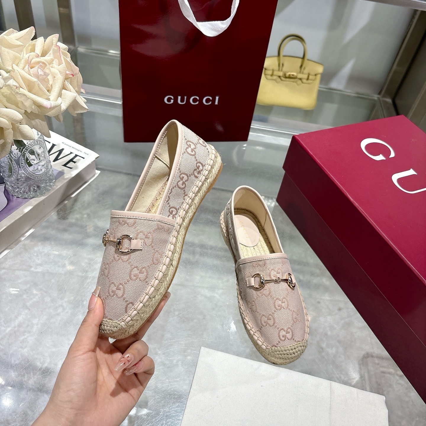 Gucci Beige & Brown Canvas Women's Horsebit Espadrille Loafer, Size 35-41 6 i1742133538234 5248 0 4