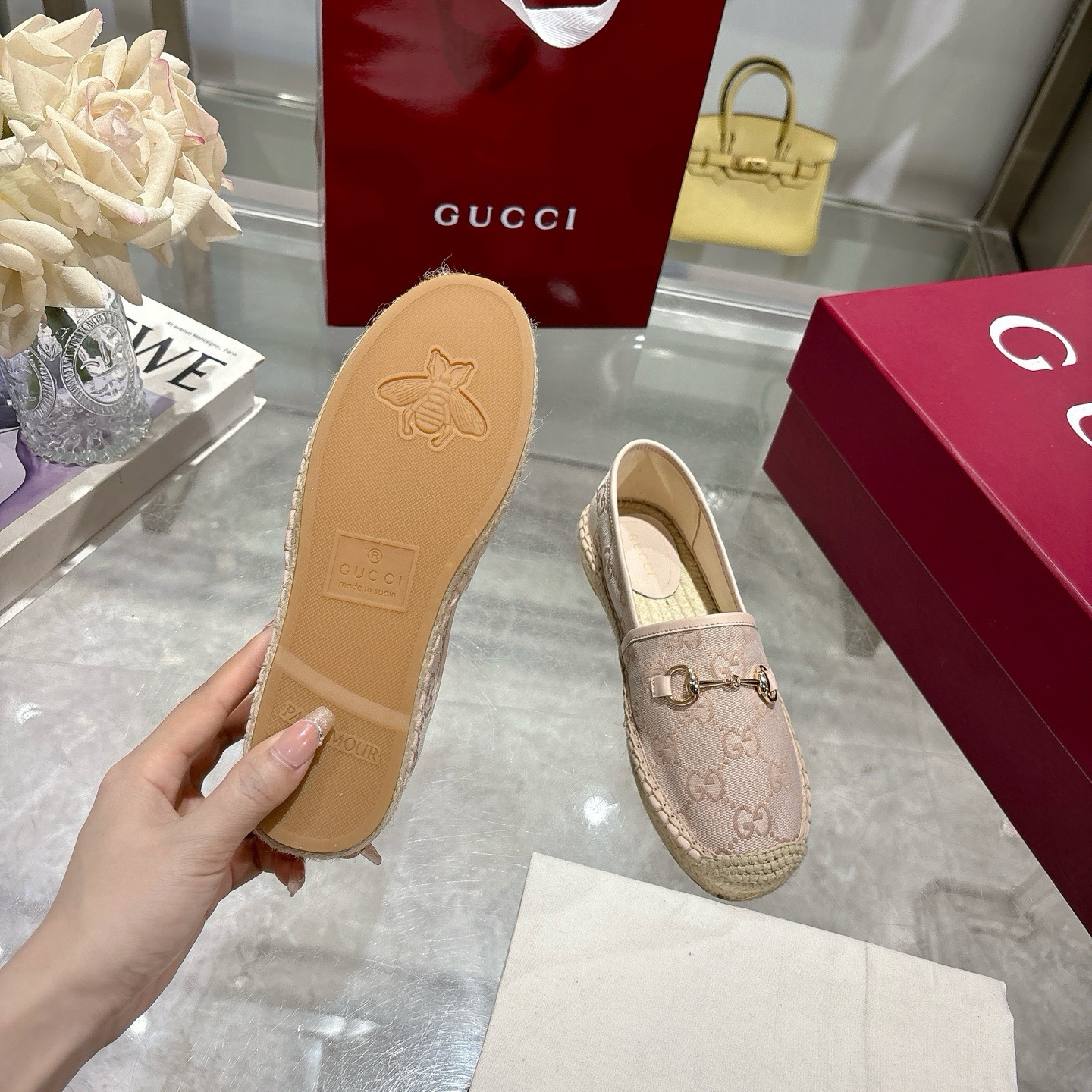 Gucci Beige & Brown Canvas Women's Horsebit Espadrille Loafer, Size 35-41 10 i1742133538234 9080 0 8