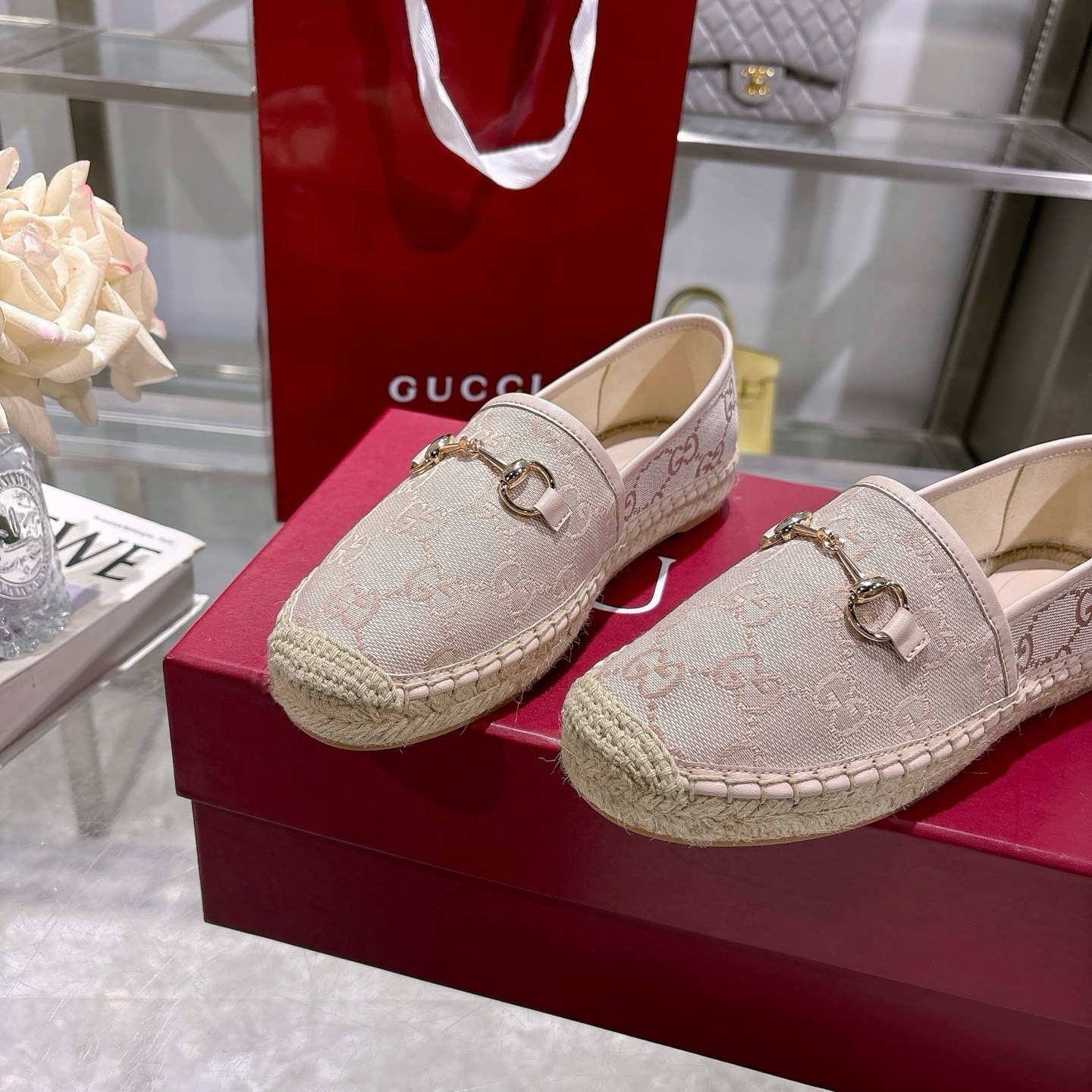 Gucci Beige & Brown Canvas Women's Horsebit Espadrille Loafer, Size 35-41 8 i1742133538899 1743 0 6