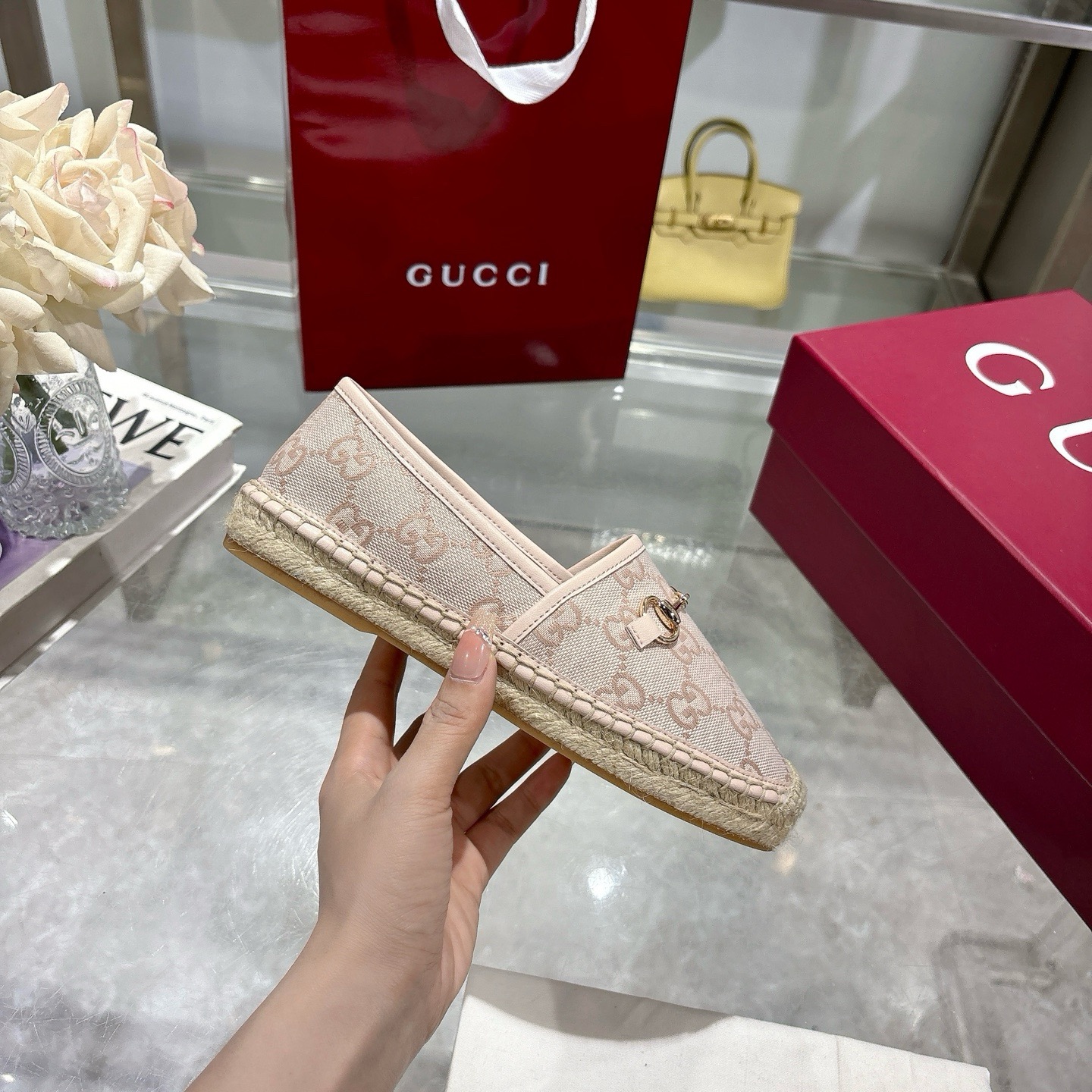 Gucci Beige & Brown Canvas Women's Horsebit Espadrille Loafer, Size 35-41 7 i1742133538902 5848 0 5