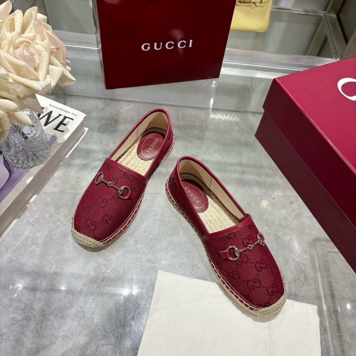 Gucci Women's Red Canvas Horsebit Espadrille Loafers, Size 35-41 22 Gucci Women's Red Canvas Horsebit Espadrille Loafers, Size 35-41