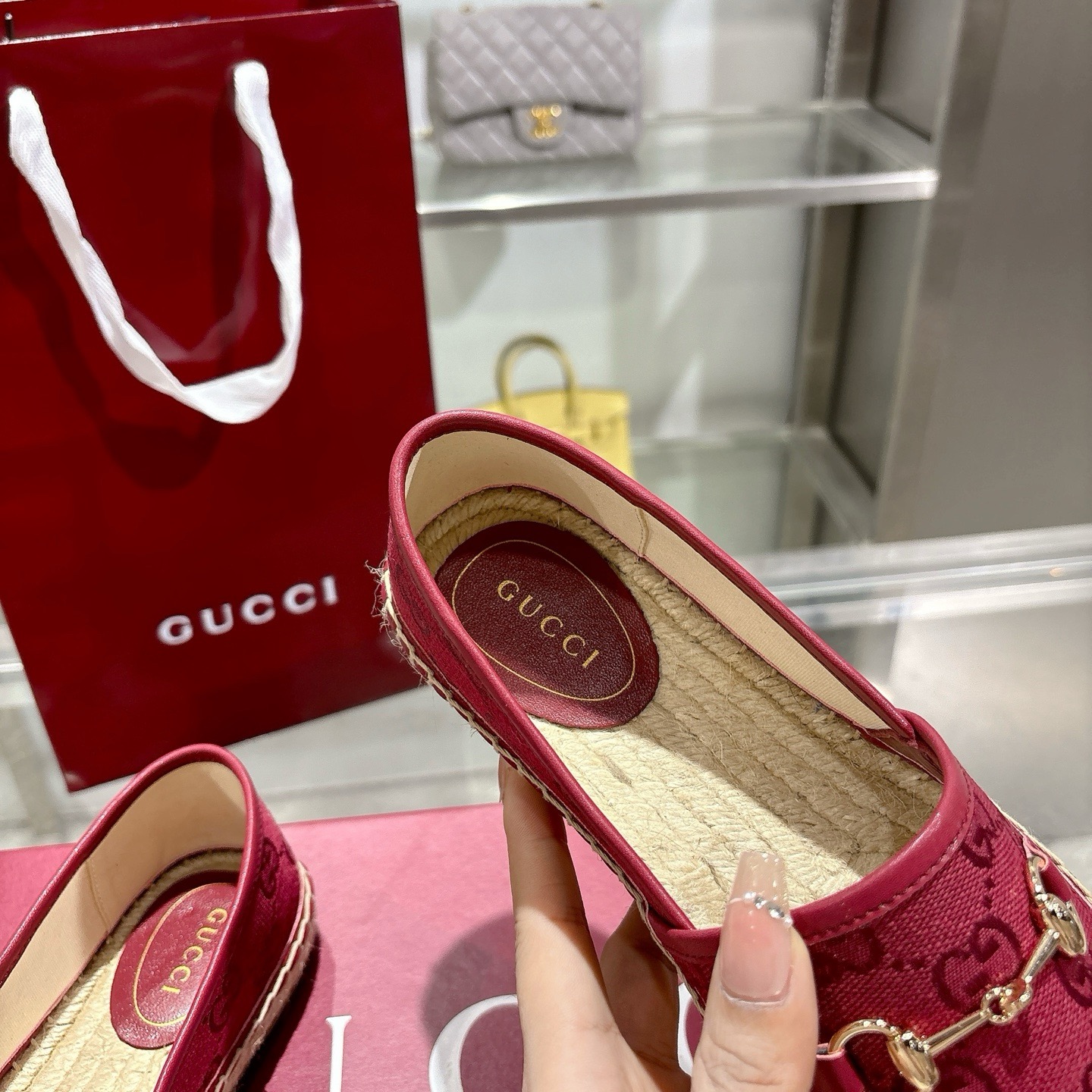 Gucci Women's Red Canvas Horsebit Espadrille Loafers, Size 35-41 9 i1742133594901 7892 0 7