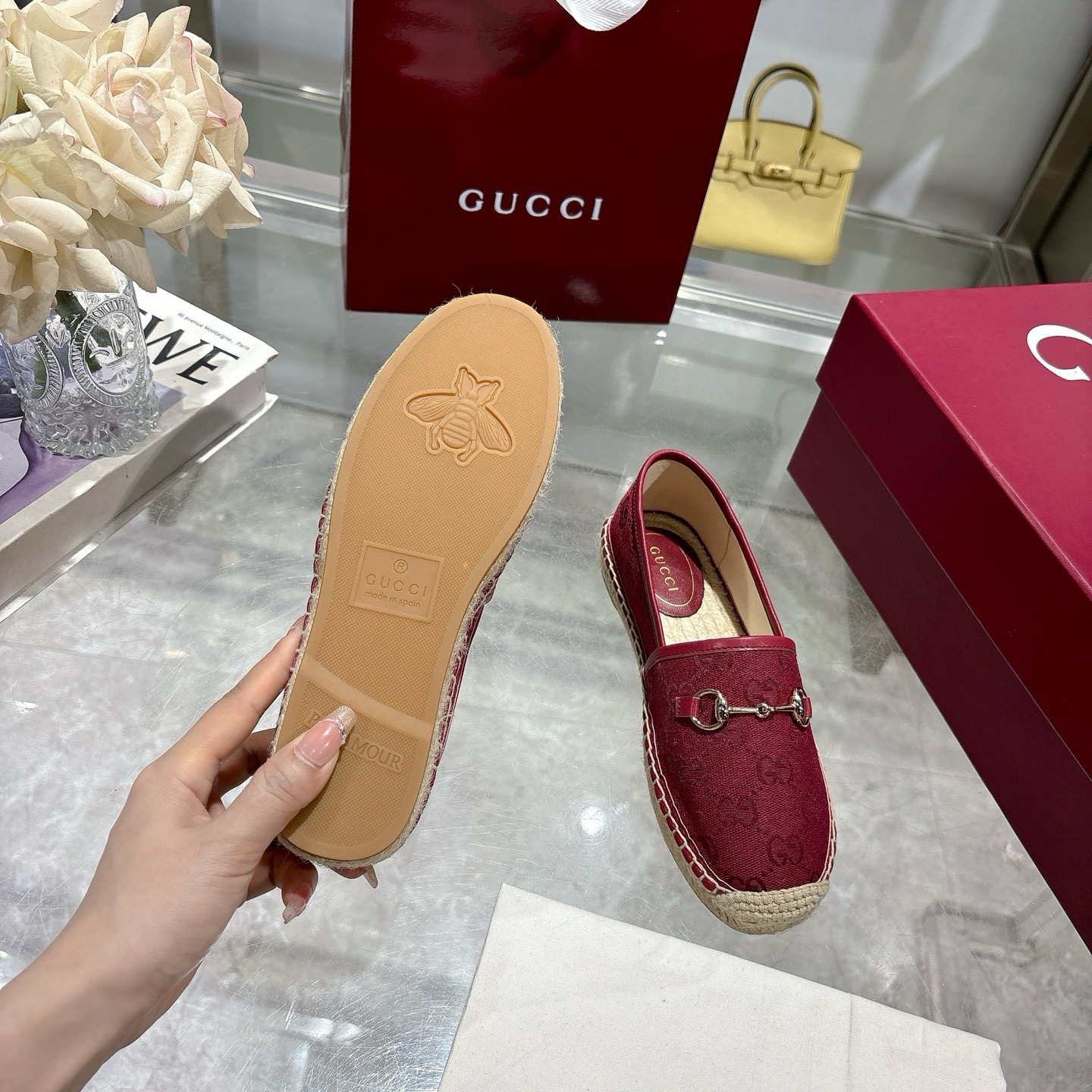 Gucci Women's Red Canvas Horsebit Espadrille Loafers, Size 35-41 10 i1742133594903 3745 0 8