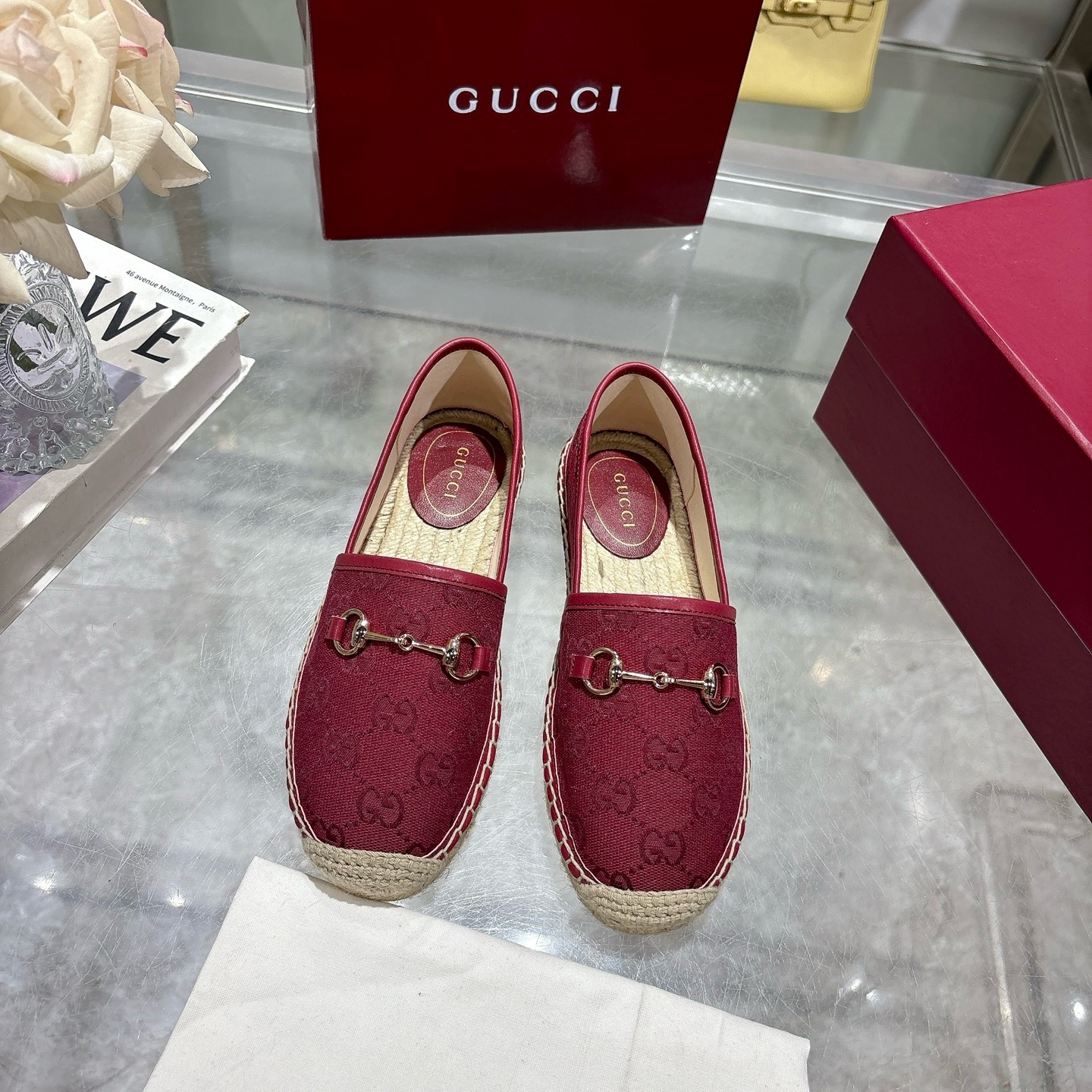 Gucci Women's Red Canvas Horsebit Espadrille Loafers, Size 35-41 3 i1742133594903 6843 0 0