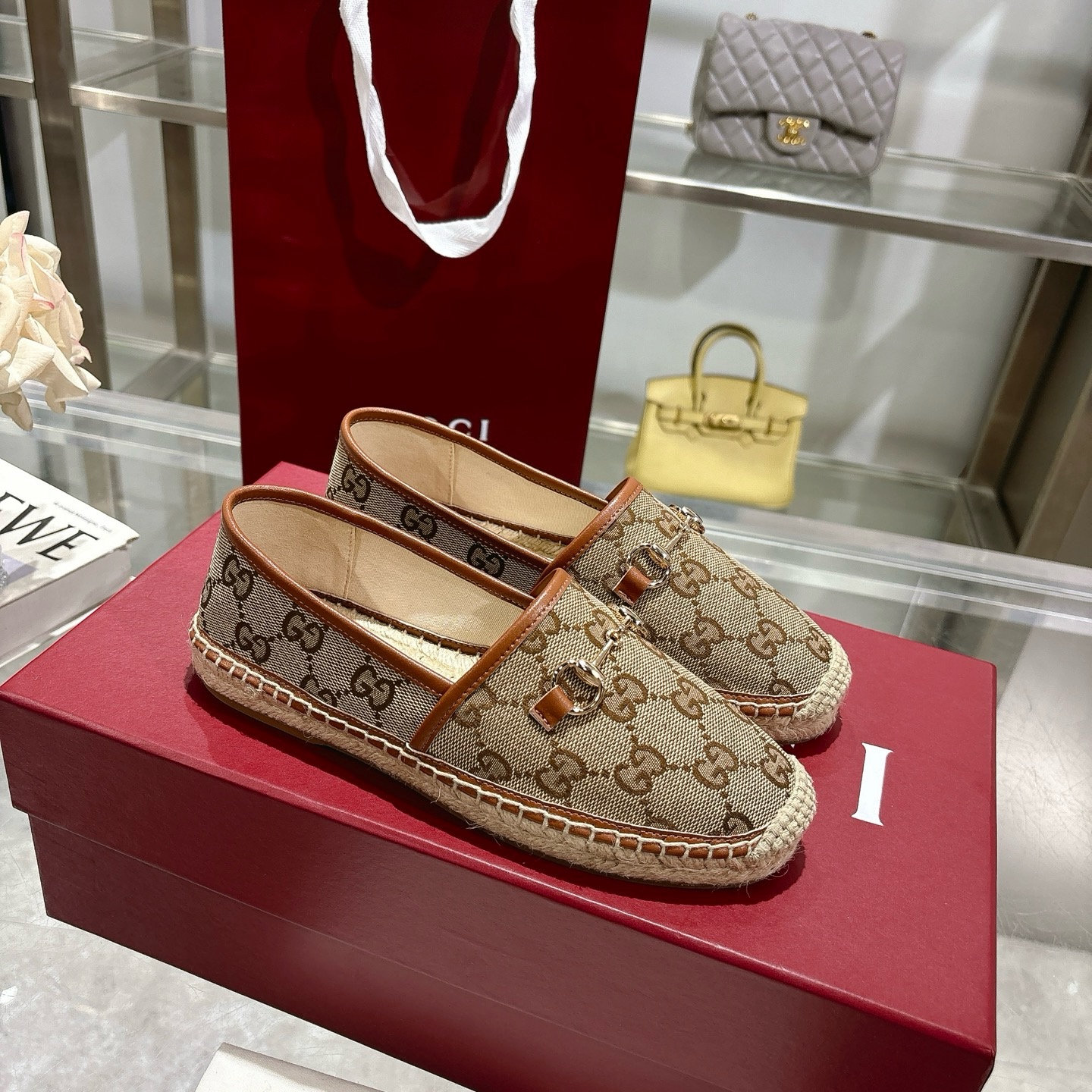 Gucci Beige & Brown Canvas Horsebit Espadrille Loafers, Size 35-41 5 i1742133647625 1846 0 2