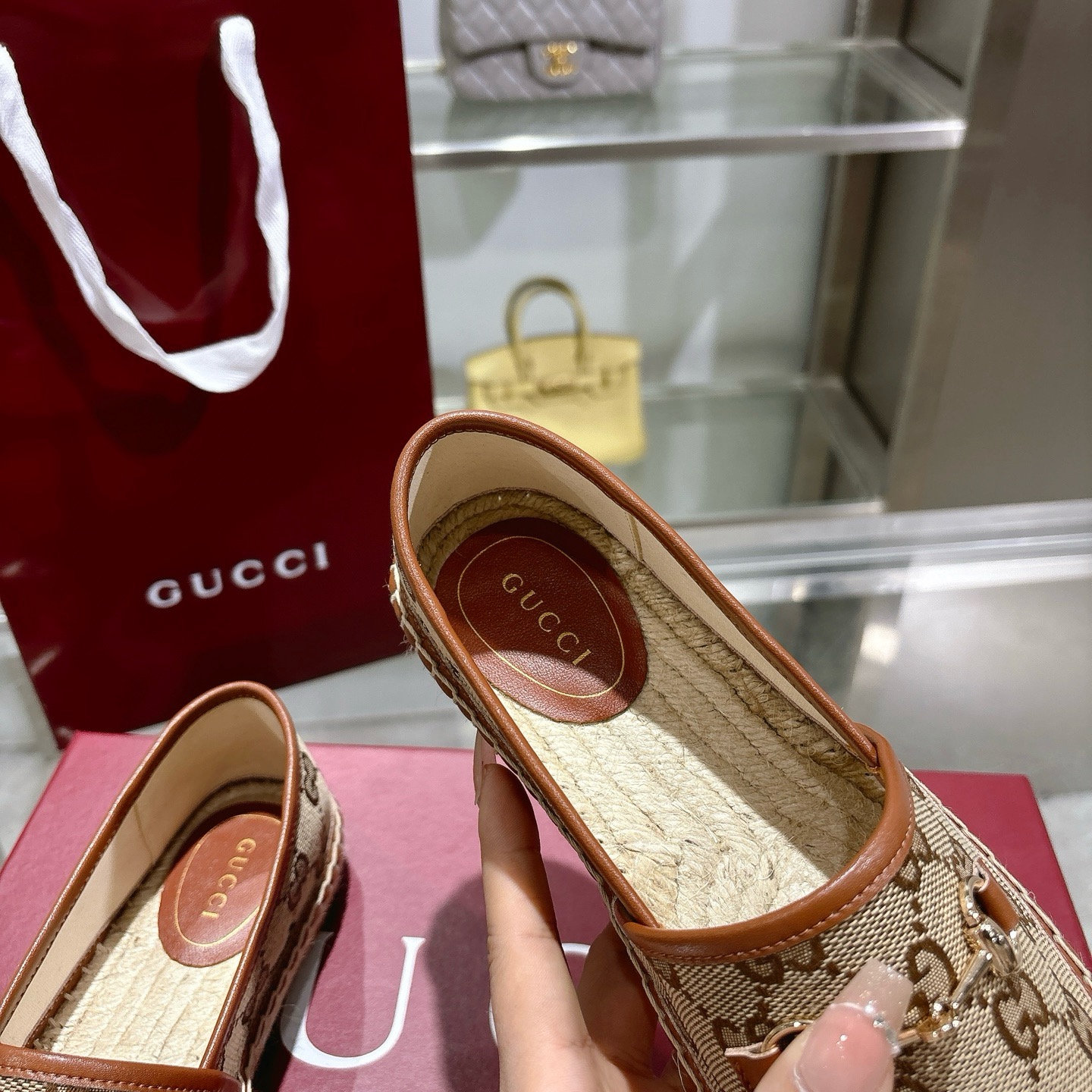 Gucci Beige & Brown Canvas Horsebit Espadrille Loafers, Size 35-41 9 i1742133647625 7048 0 7