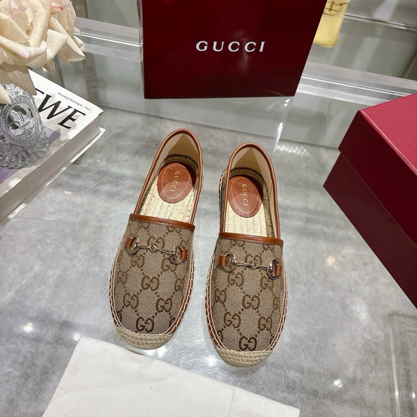 Gucci Beige & Brown Canvas Horsebit Espadrille Loafers, Size 35-41 3 i1742133647697 9038 0 0