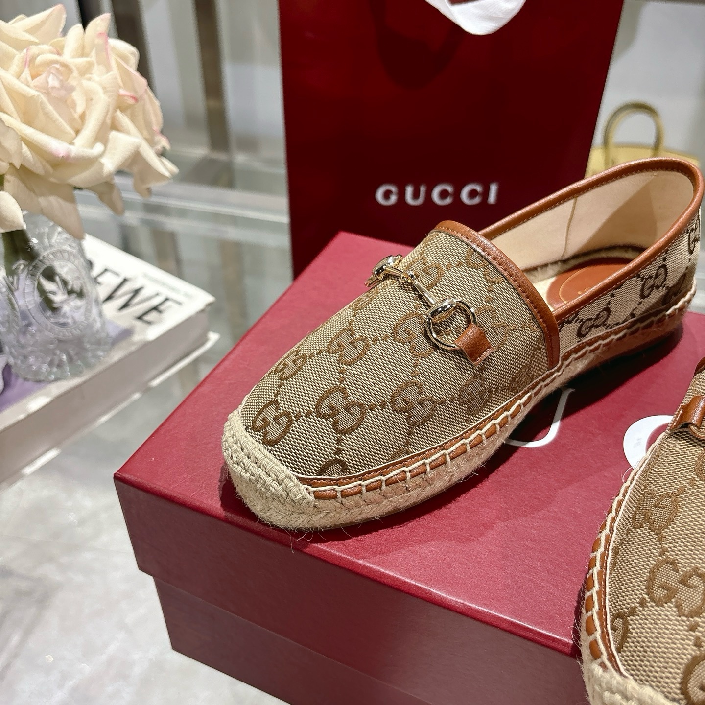 Gucci Beige & Brown Canvas Horsebit Espadrille Loafers, Size 35-41 8 i1742133648313 8637 0 6