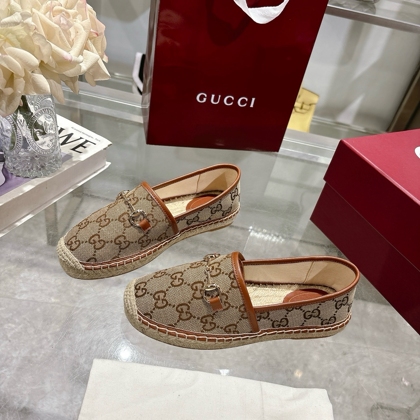 Gucci Beige & Brown Canvas Horsebit Espadrille Loafers, Size 35-41 4 i1742133648379 6683 0 1