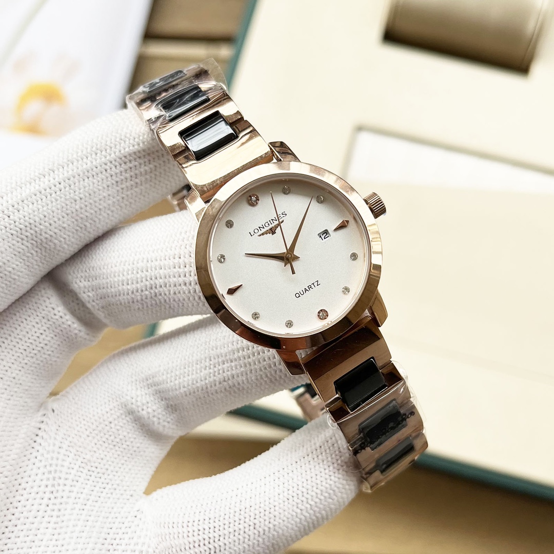 Longines La Grande Classique de Longines silver case, silver bezel, white dial, silver bracelet 30mm Women's Quartz