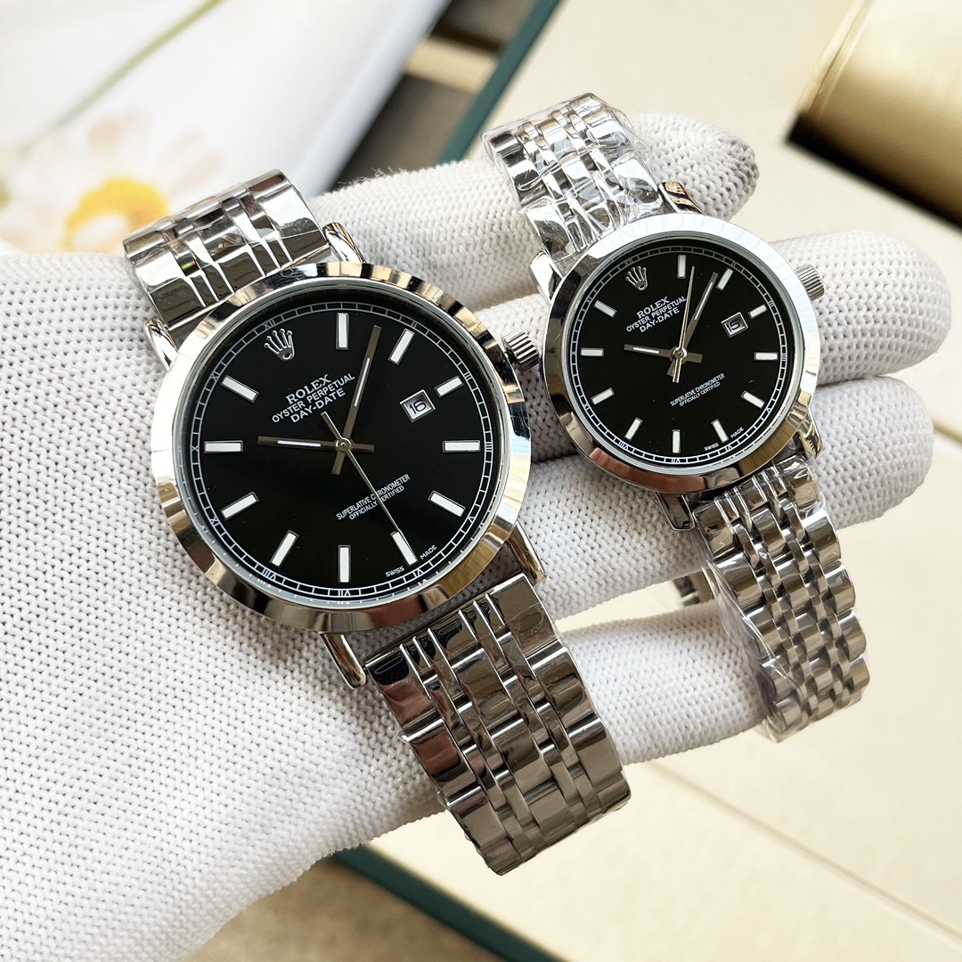 Rolex Couple’s Wristwatch: Imported Stone Cores, Crystal Steel Shell, Unisex Design.