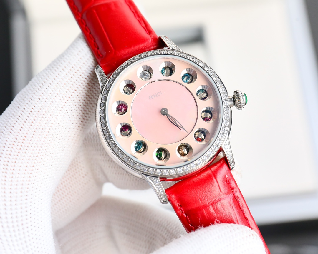 FENDI Crazy Carats Colored Jewellery Watch: Unique Rolling Design with Seven Gems, Swiss Movement. - 图片 3