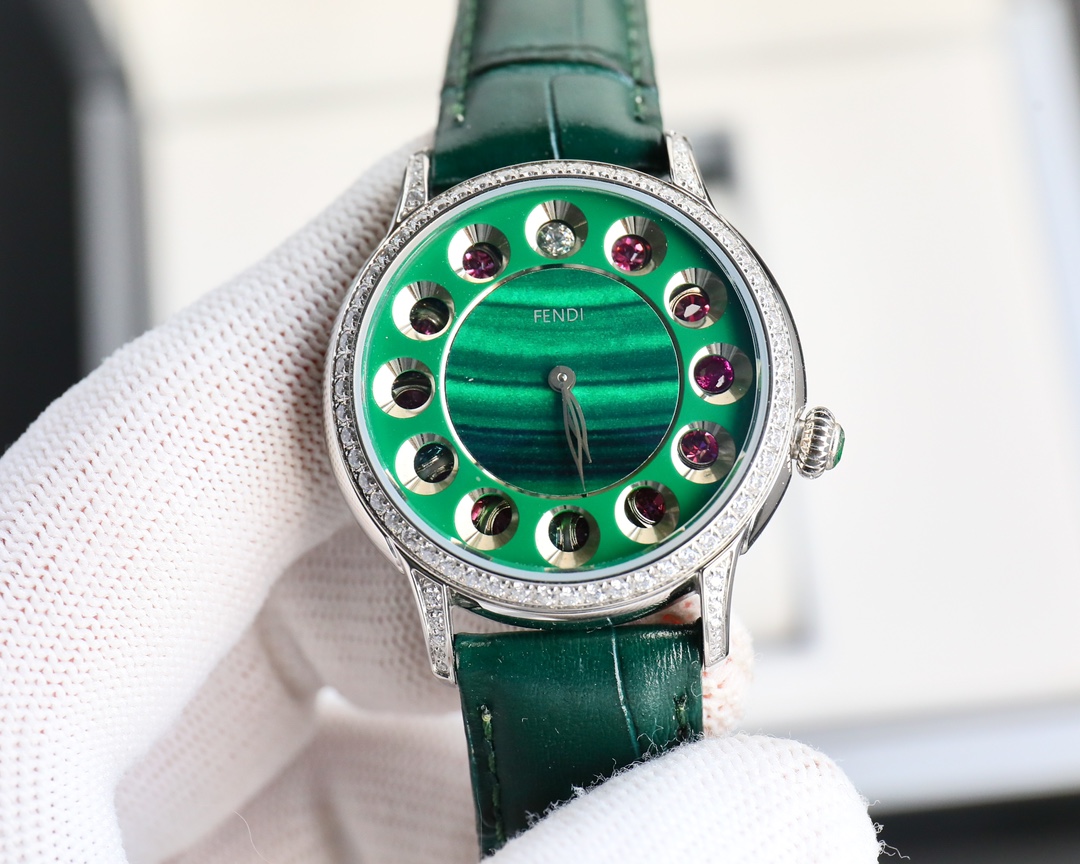 FENDI Crazy Carats Colored Jewellery Watch: Unique Rolling Design with Seven Gems, Swiss Movement. - 图片 6