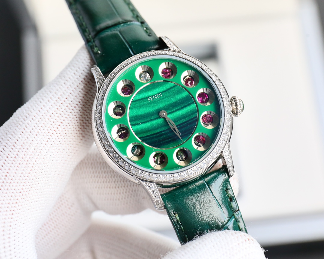 FENDI Crazy Carats Colored Jewellery Watch: Unique Rolling Design with Seven Gems, Swiss Movement. - 图片 5