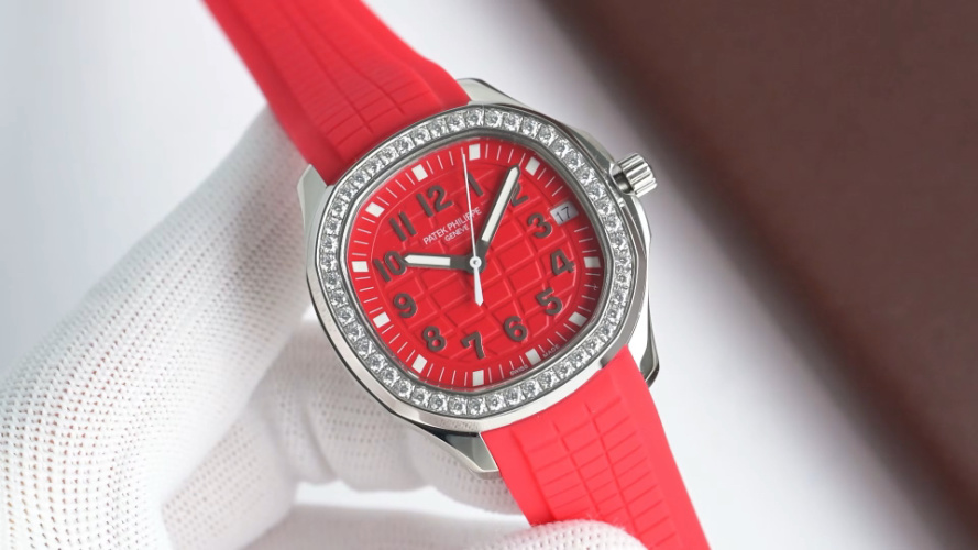 Patek Philippe Aquanaut Series Red Dial Rubber Strap Diamond Bezel Watch 1 Patek Philippe Aquanaut Series Red Dial Rubber Strap Diamond Bezel Watch