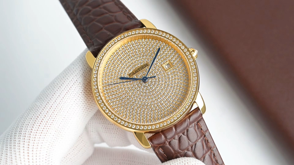 Cartier London Full Star Men's Watch, Automatic Movement, Leather Band