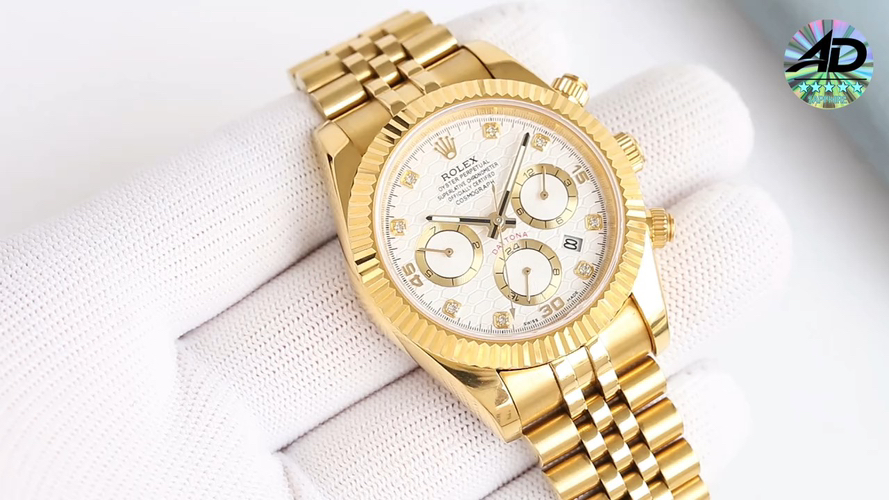 Rolex Daytona Gold Automatic Men's Watch with Diamond Accents