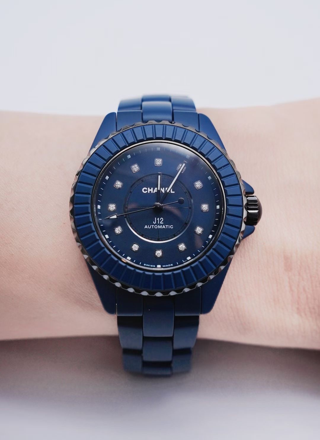 샤넬 J12 시스루백 블루 세라믹 33mm 여성 시계 레플리카 44794