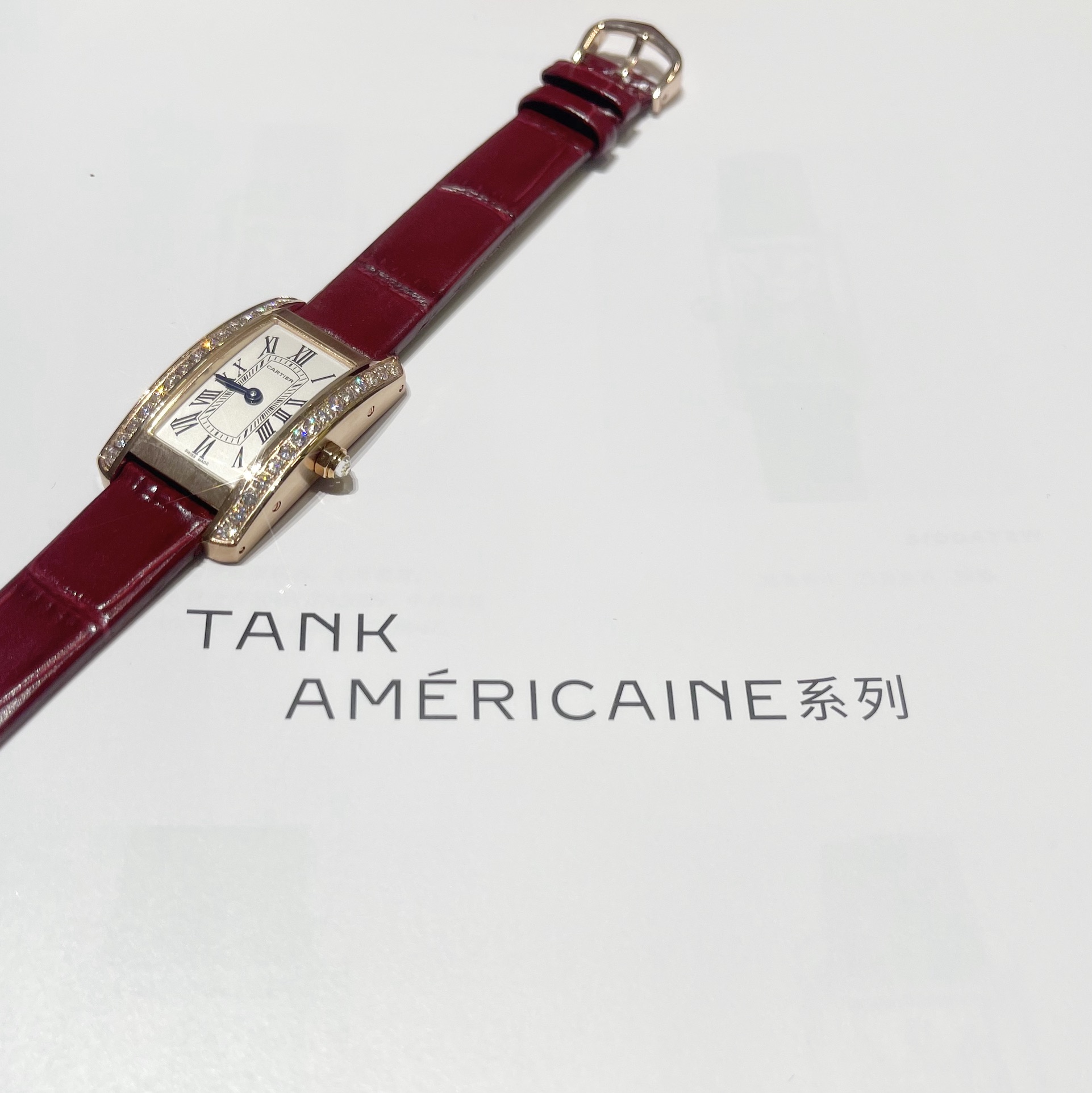 Cartier Tank Watch Blue Calfskin Cowhide Quartz Movement Strap